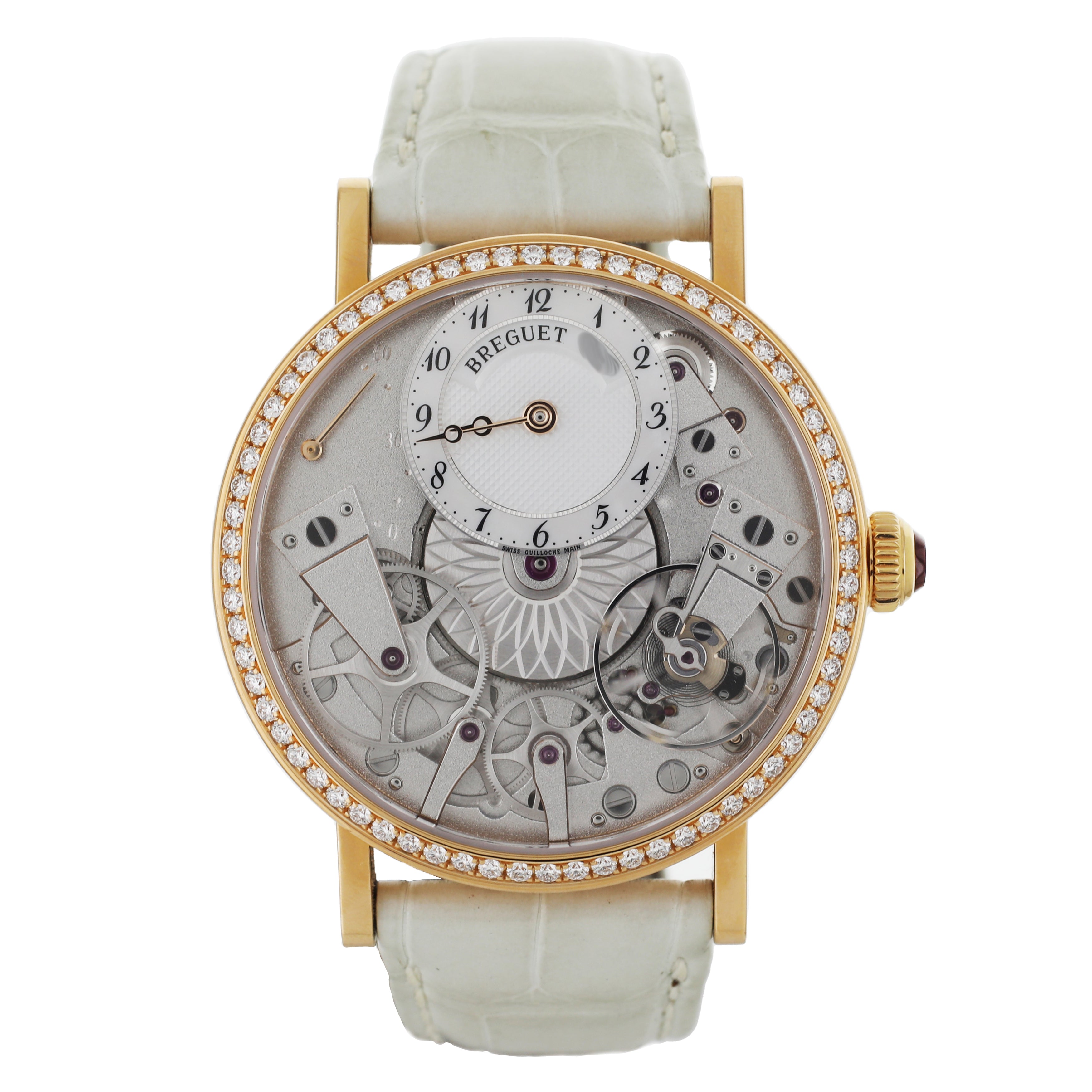 Breguet Tradition Dame MOP Skeleton Rose Gold Diamond Bezel 37mm 7038B