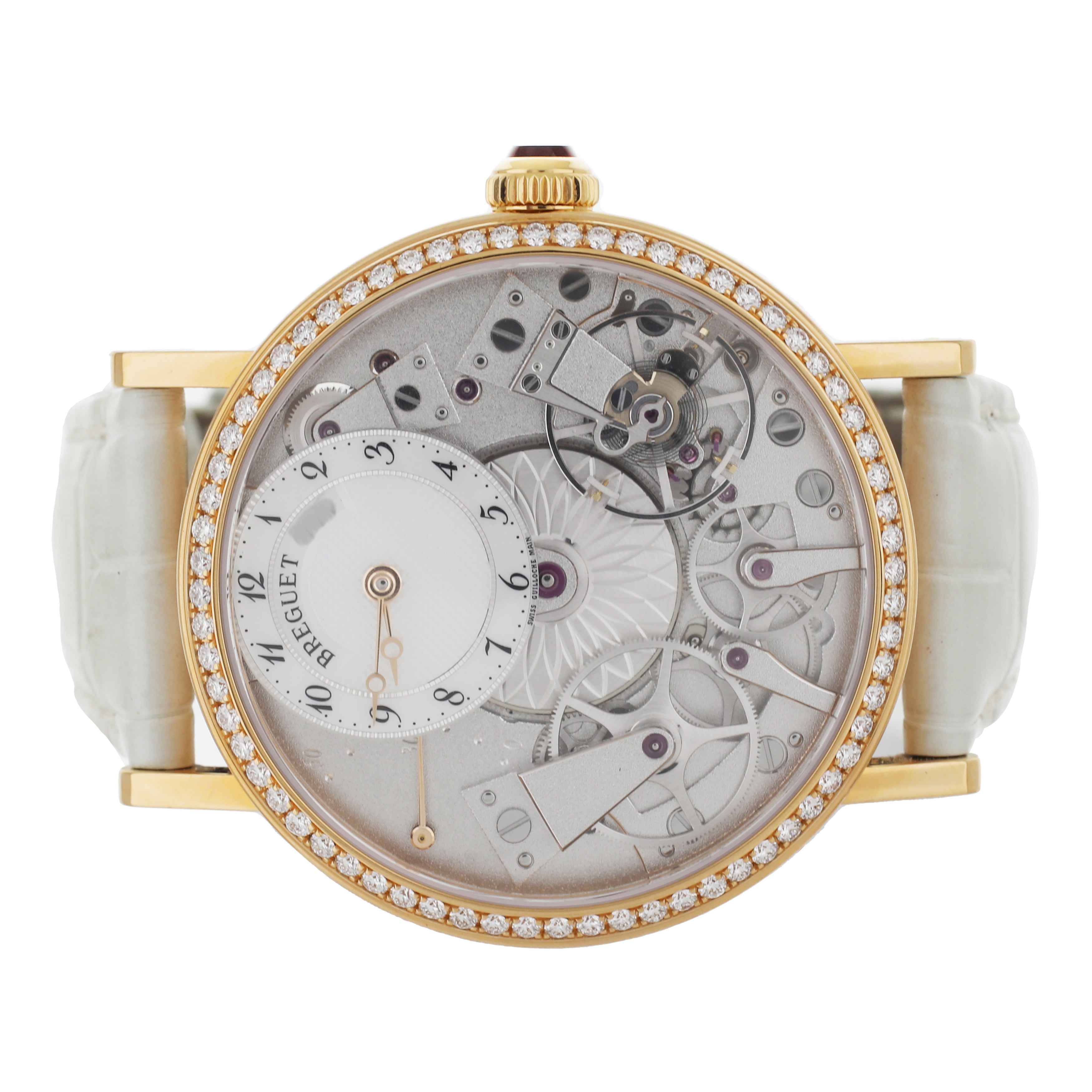 Breguet Tradition Dame MOP Skeleton Rose Gold Diamond Bezel 37mm 7038B