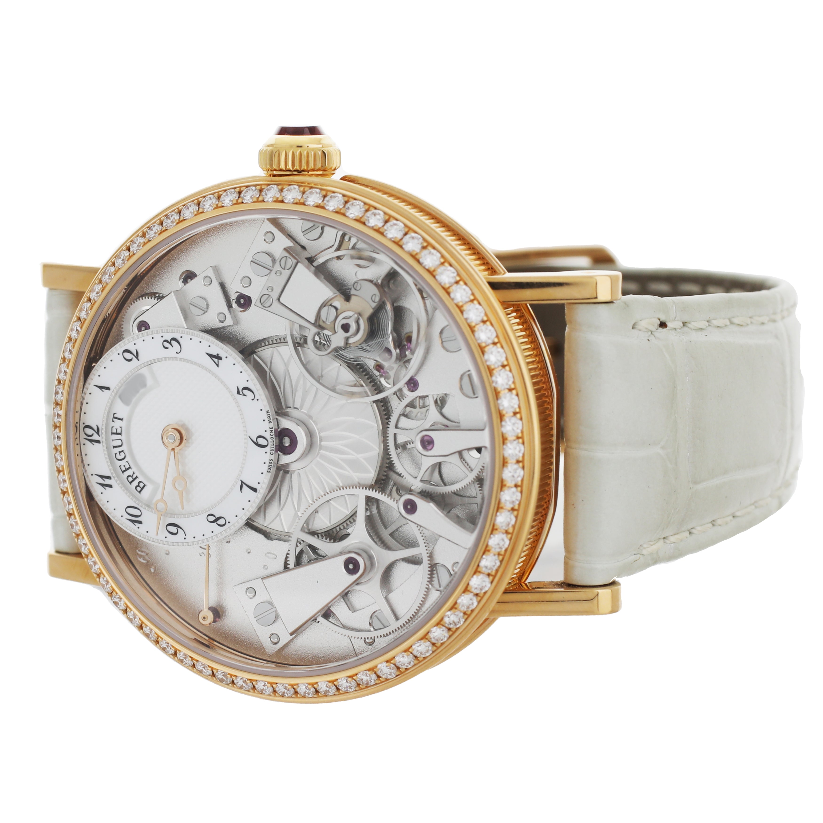 Breguet Tradition Dame MOP Skeleton Rose Gold Diamond Bezel 37mm 7038B