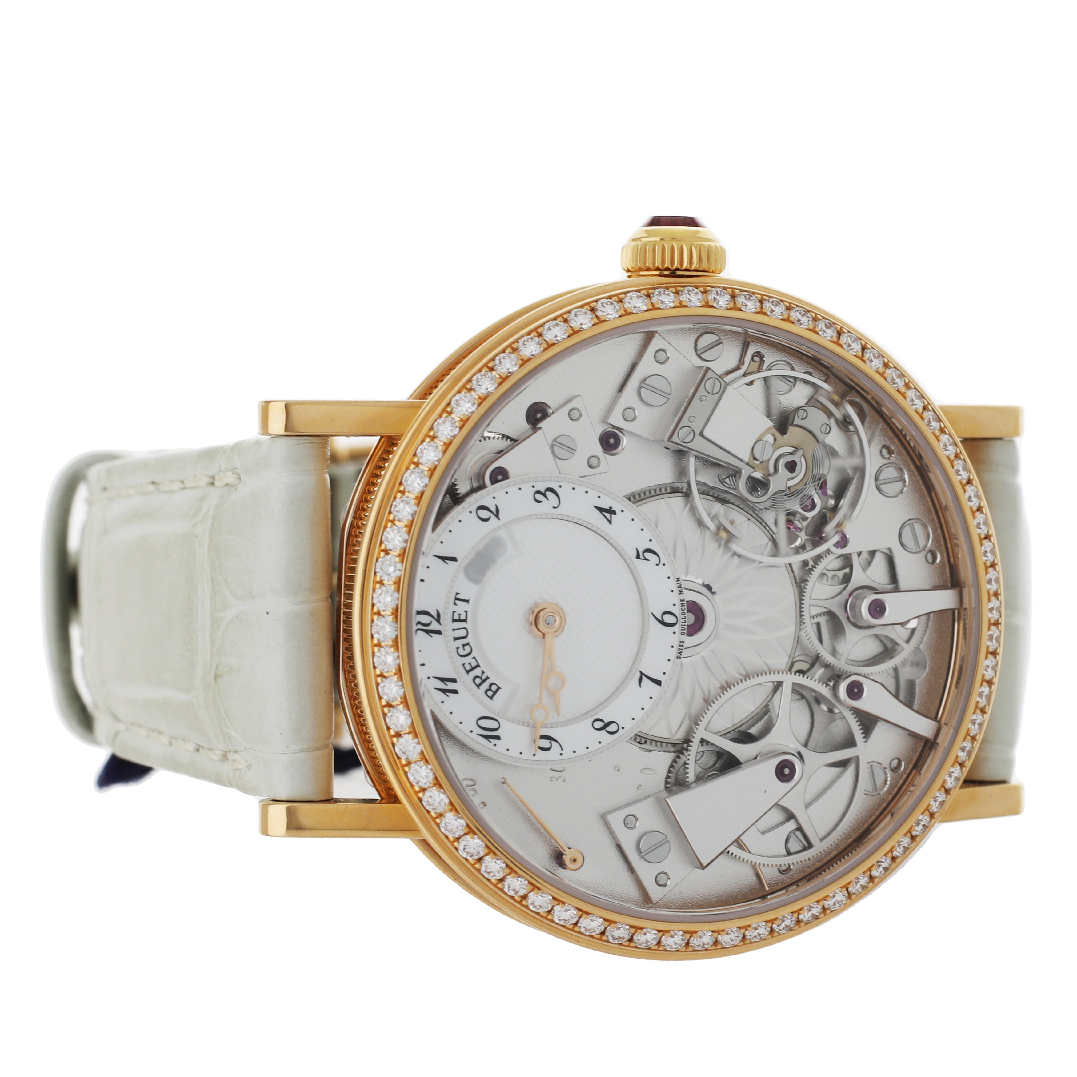 Breguet Tradition Dame MOP Skeleton Rose Gold Diamond Bezel 37mm 7038B