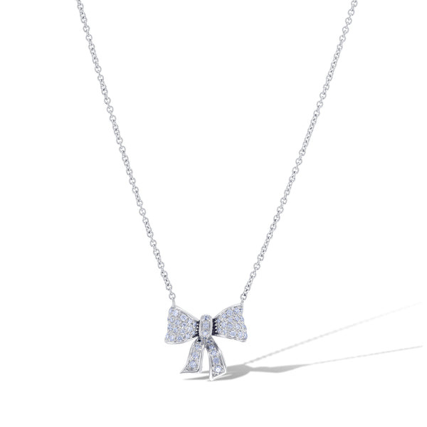 Leo Pizzo 18k White Gold Diamond Bow Design Necklace