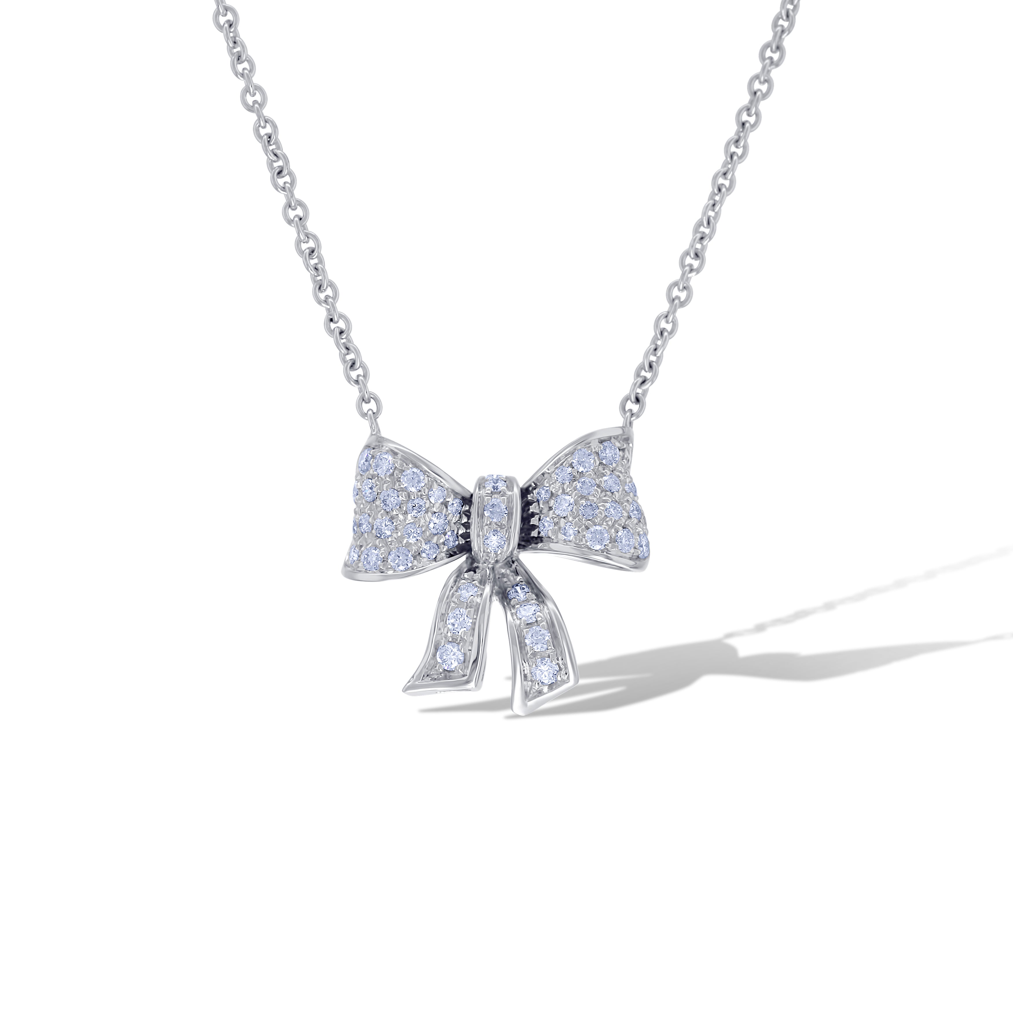 Leo Pizzo 18k White Gold Diamond Bow Design Necklace