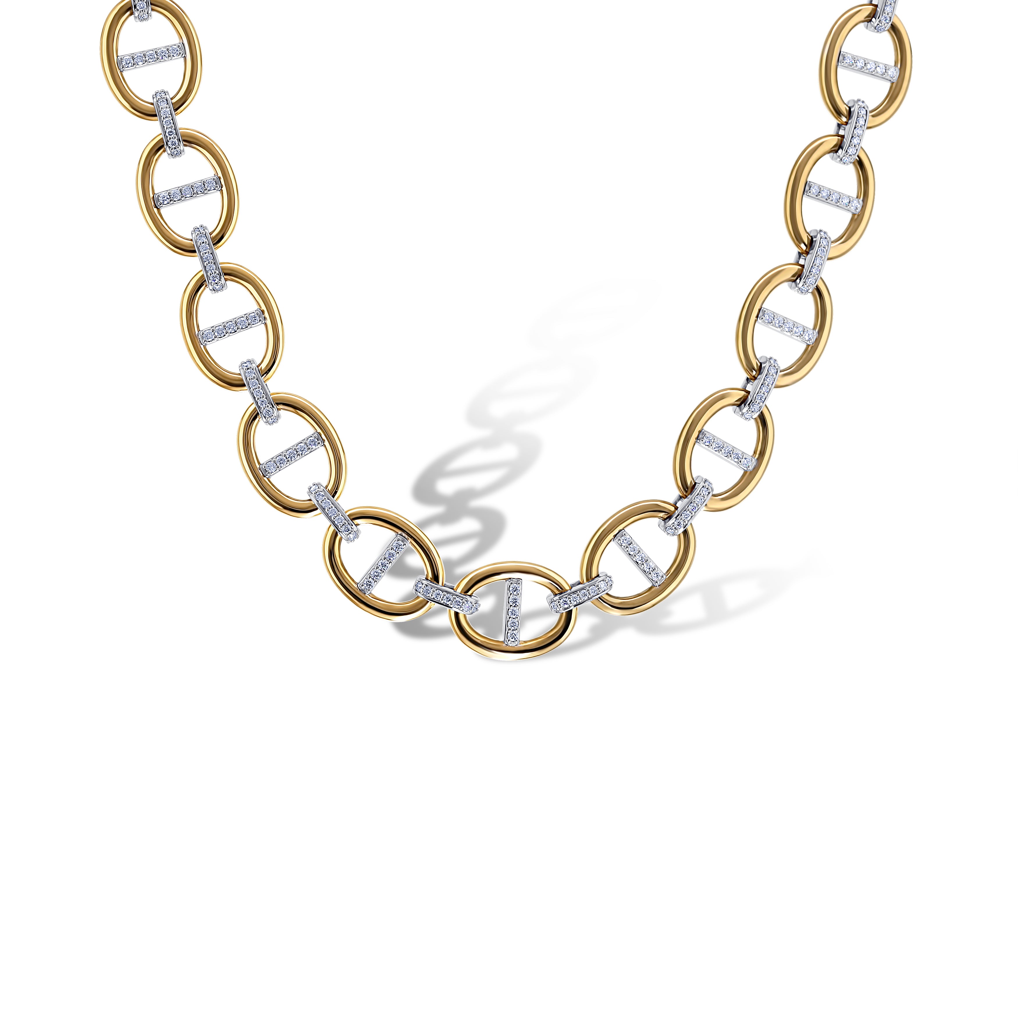 Leo Pizzo 18k Yellow Gold Diamond Interlock Chain