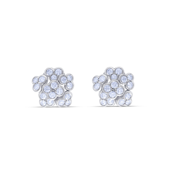 Leo Pizzo 18k White Gold Diamond Flower Design Drop Earrings