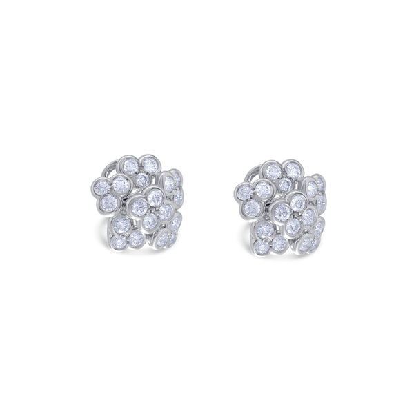 Leo Pizzo 18k White Gold Diamond Flower Design Drop Earrings