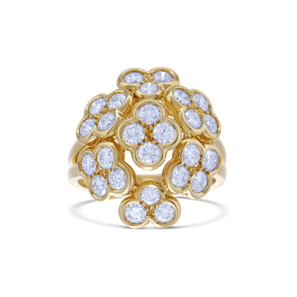 Leo Pizzo 18k Yellow Gold Diamond "Flower Bouquet" Design Cocktail Ring