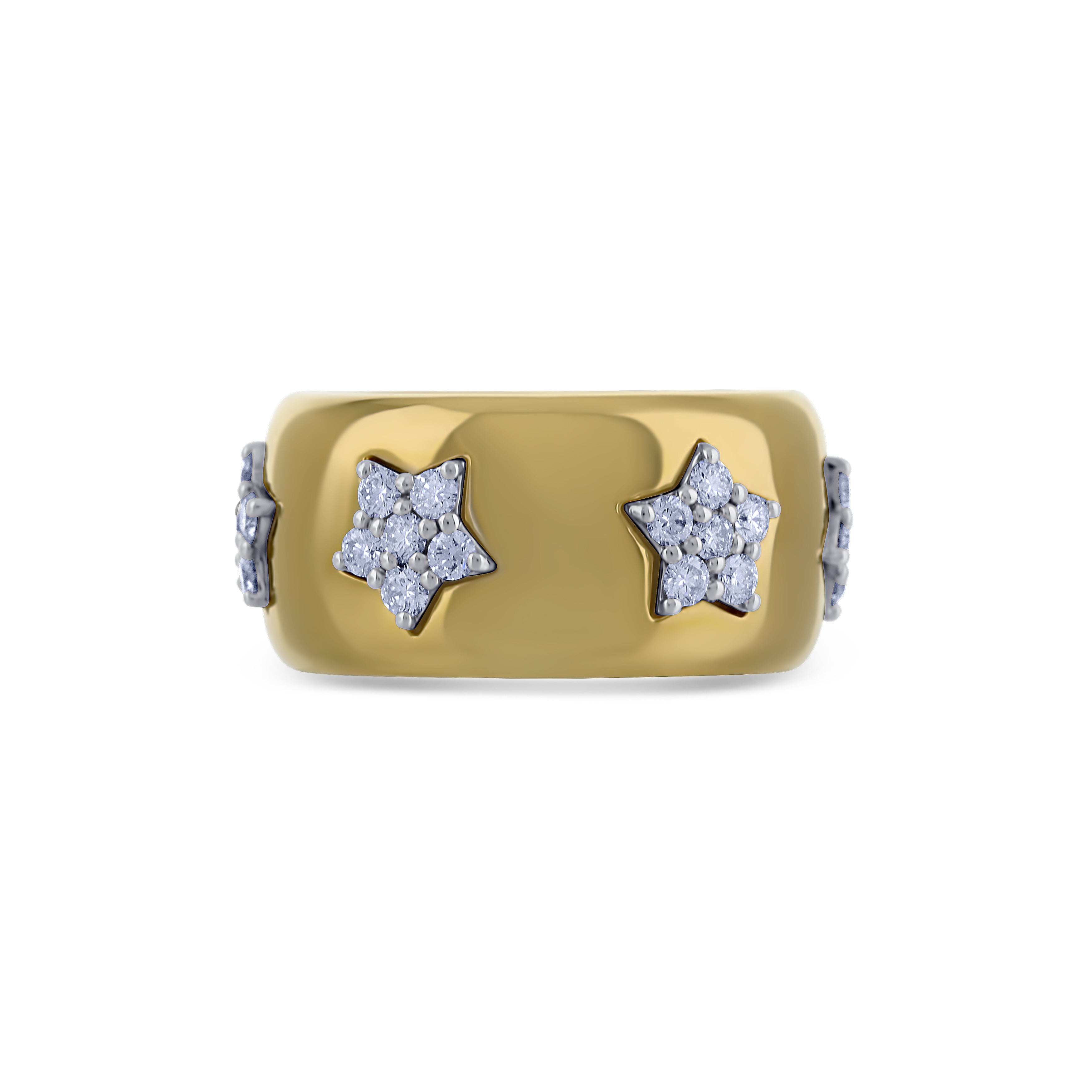 Leo Pizzo 18k Yellow Gold Wide Band with Diamond Star Design