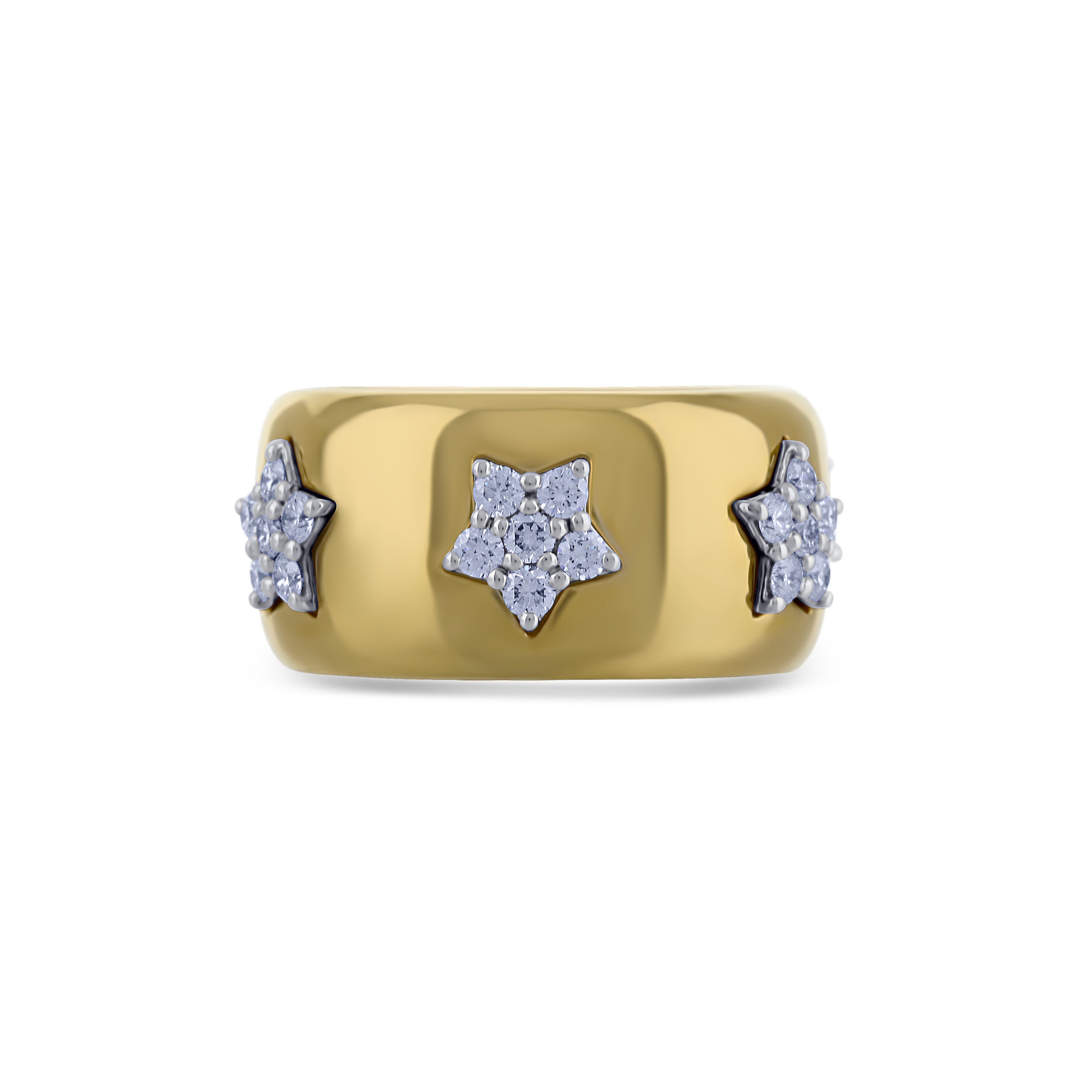 Leo Pizzo 18k Yellow Gold Wide Band with Diamond Star Design