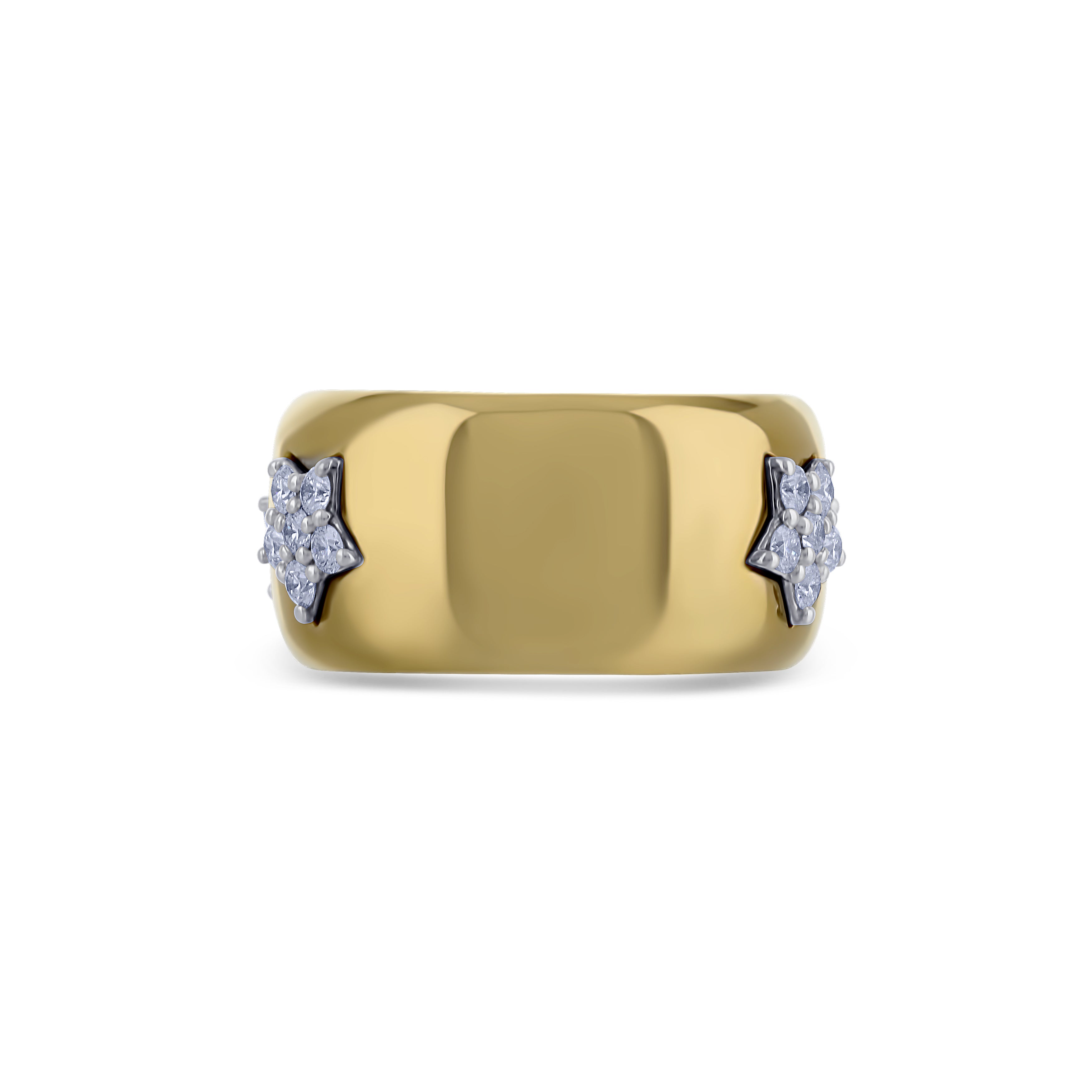 Leo Pizzo 18k Yellow Gold Wide Band with Diamond Star Design