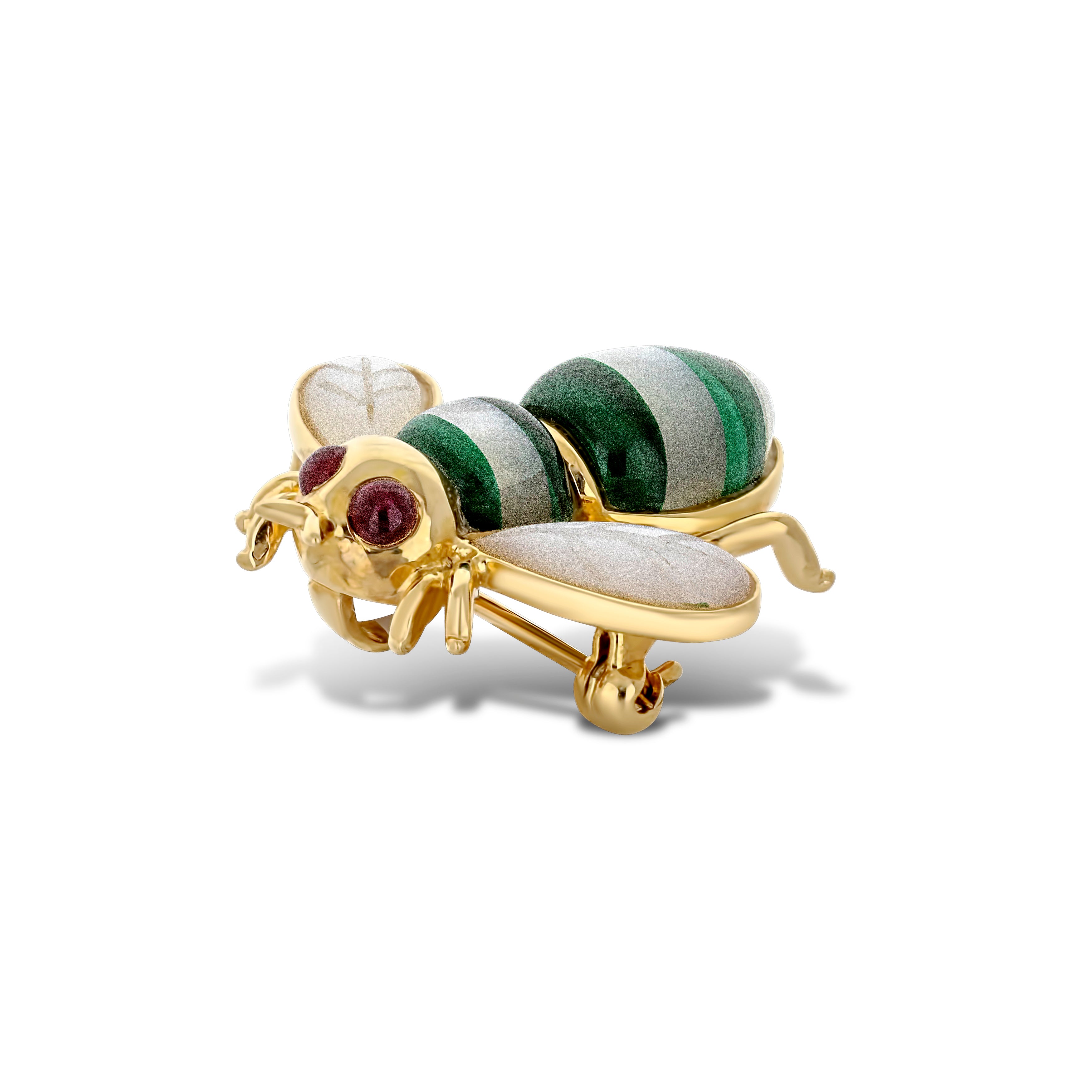 14K Yellow Gold Bee with Ruby Eyes Pin