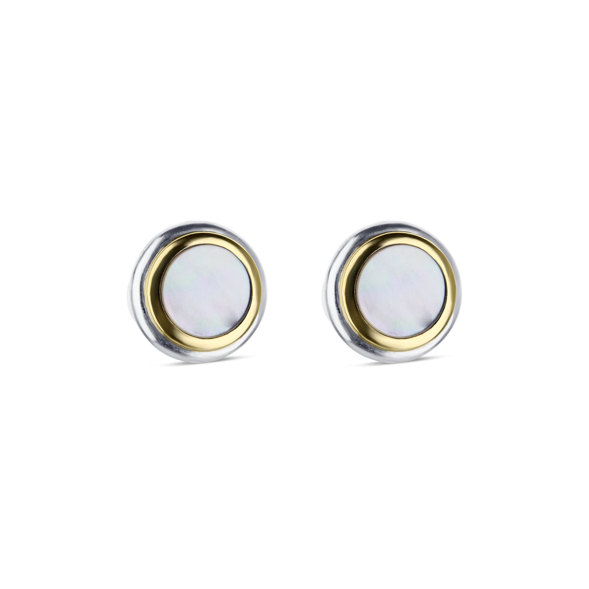 Tiffany and Co. 18k Yellow Gold and Sterling Silver Mother of Pearl Cufflinks