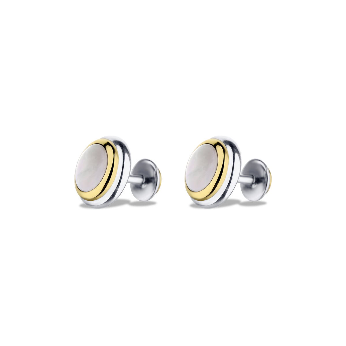 Tiffany and Co. 18k Yellow Gold and Sterling Silver Mother of Pearl Cufflinks