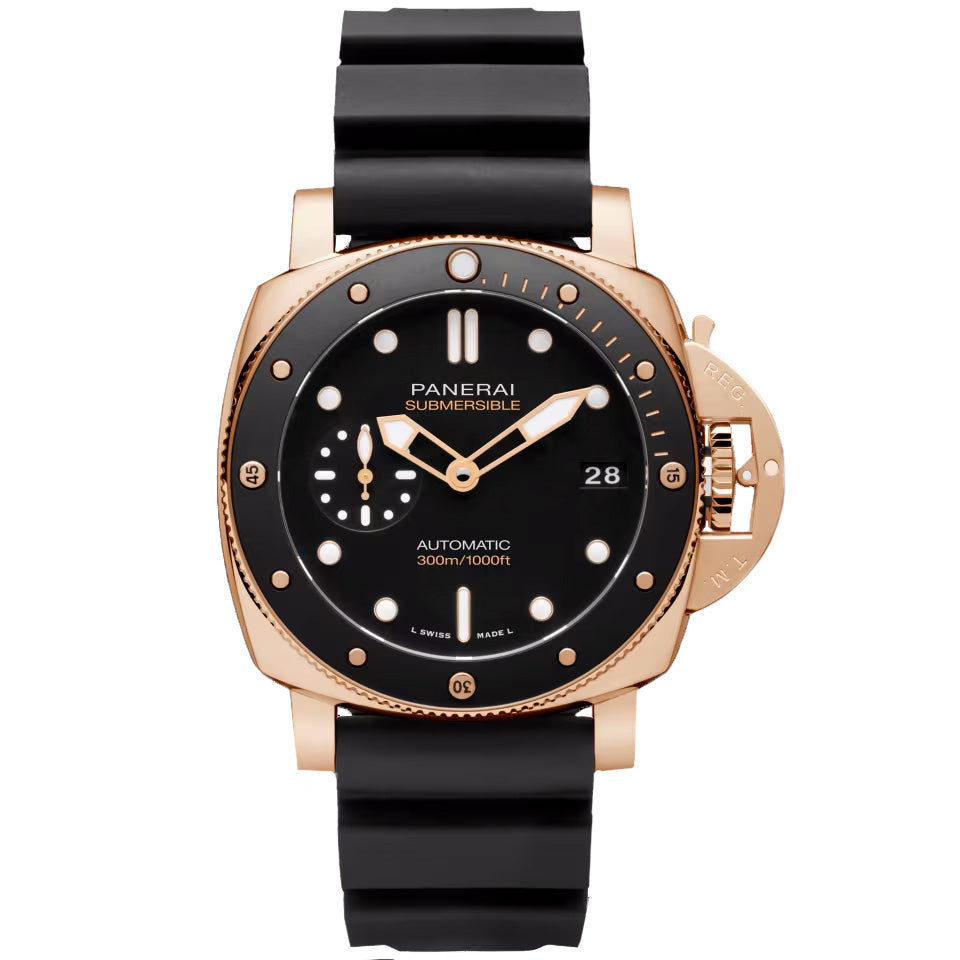 Panerai Submersible Goldtech Watch, 42mm Black Dial, PAM02164