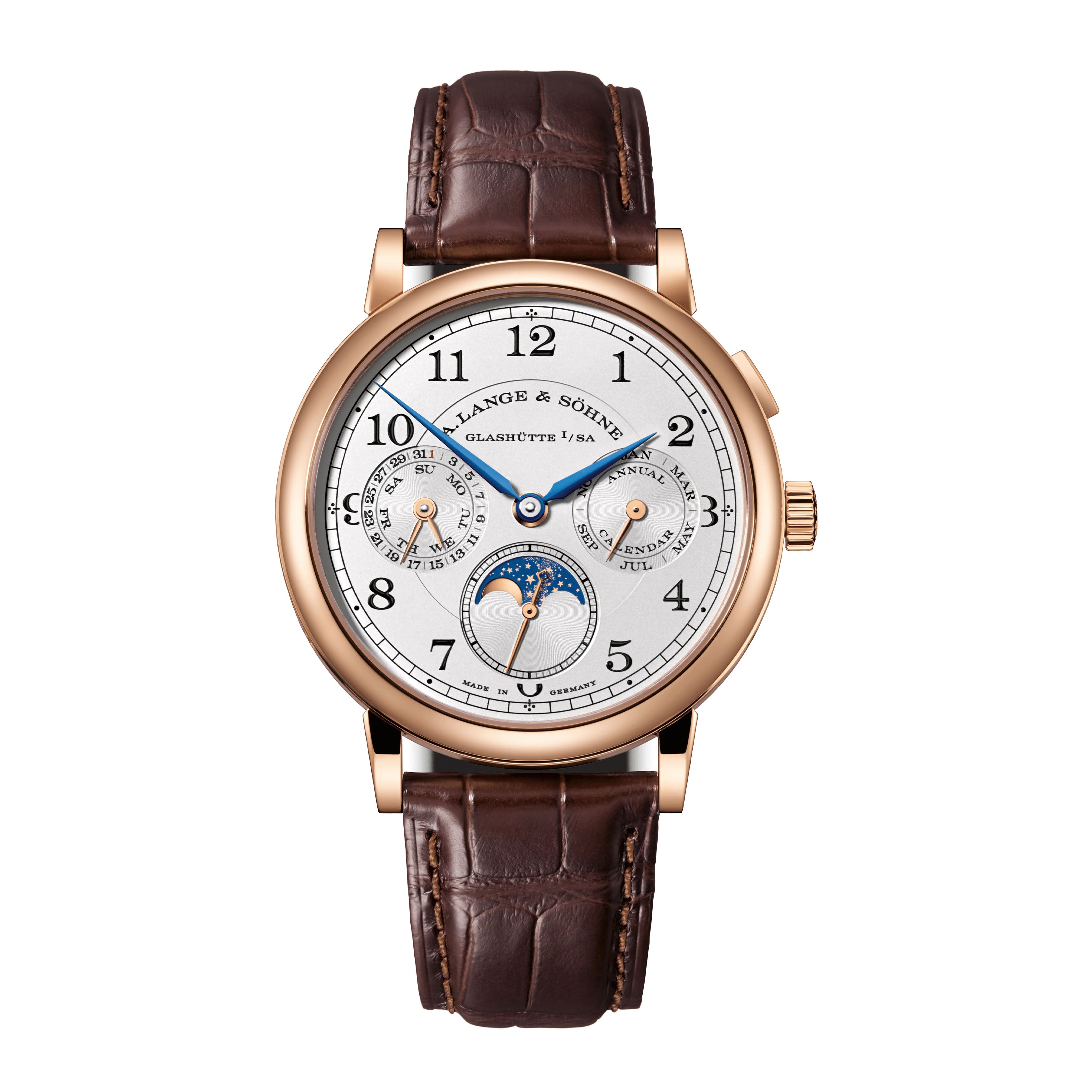 A.Lange & Sohne 1815 Annual Calendar Moon Phase Watch, 40mm Silver Dial, 238.032