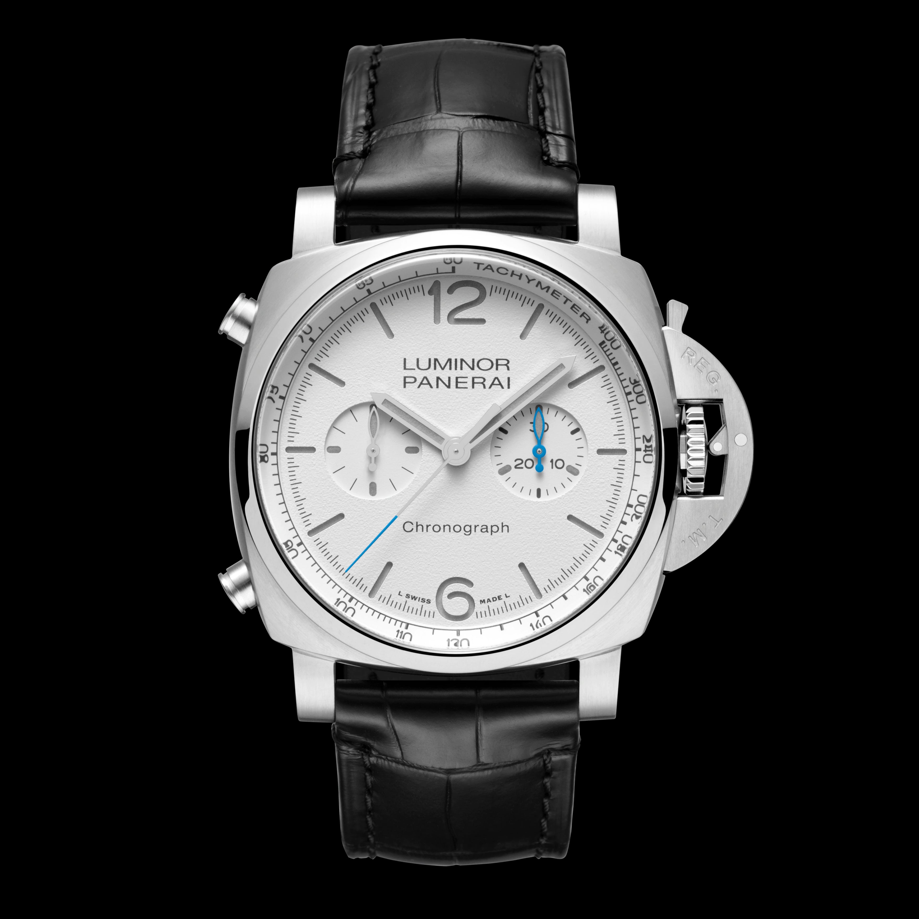 Panerai Luminor Chrono Watch 44mm White Dial PAM01218