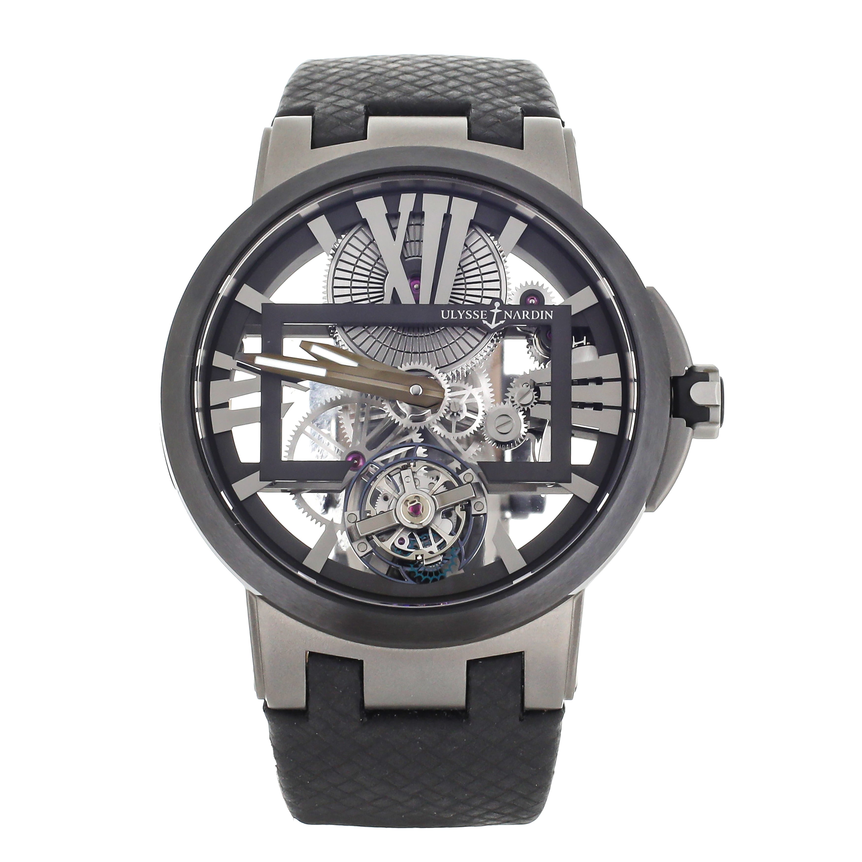 Ulysse Nardin Executive Skeleton Tourbillon Watch 45mm Black Dial 17