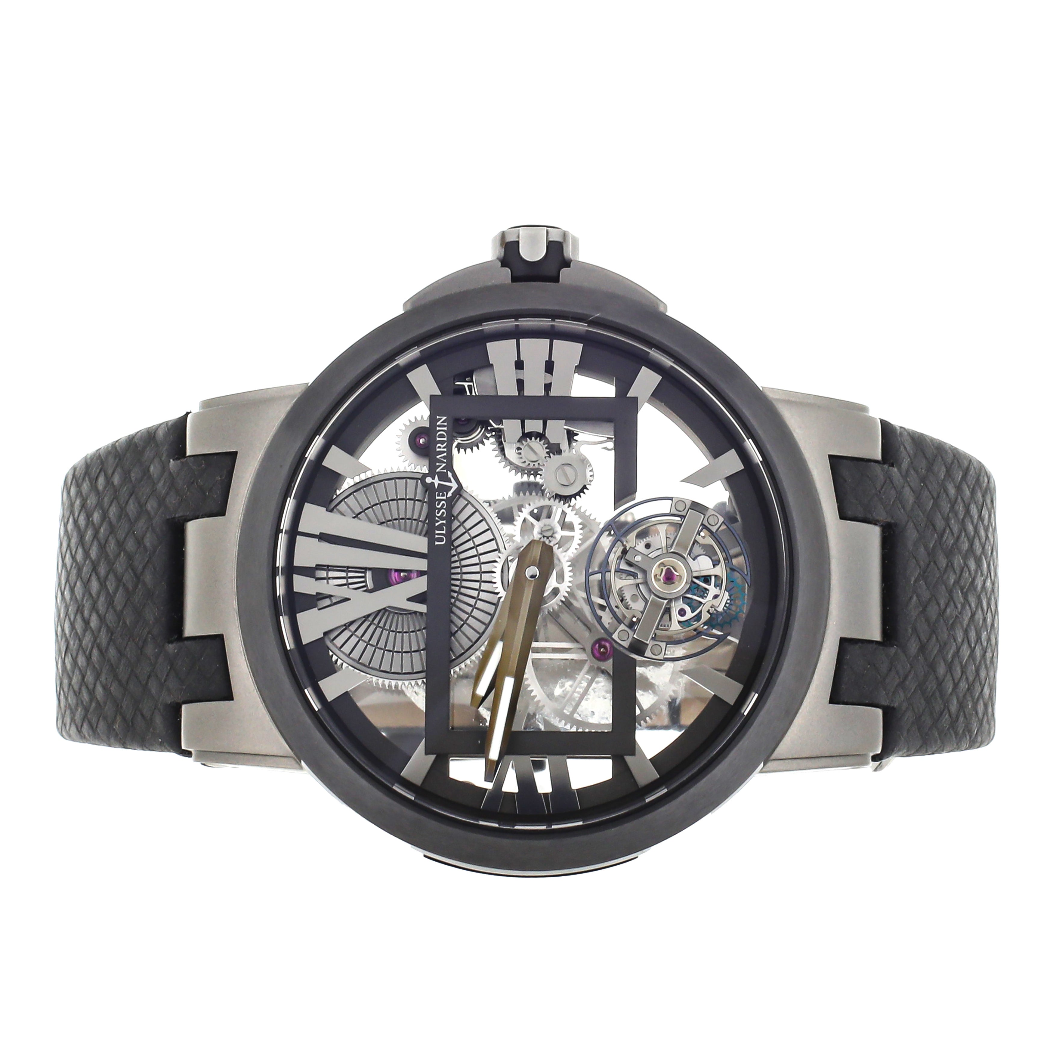 Ulysse Nardin Executive Skeleton Tourbillon Watch 45mm Black Dial 17