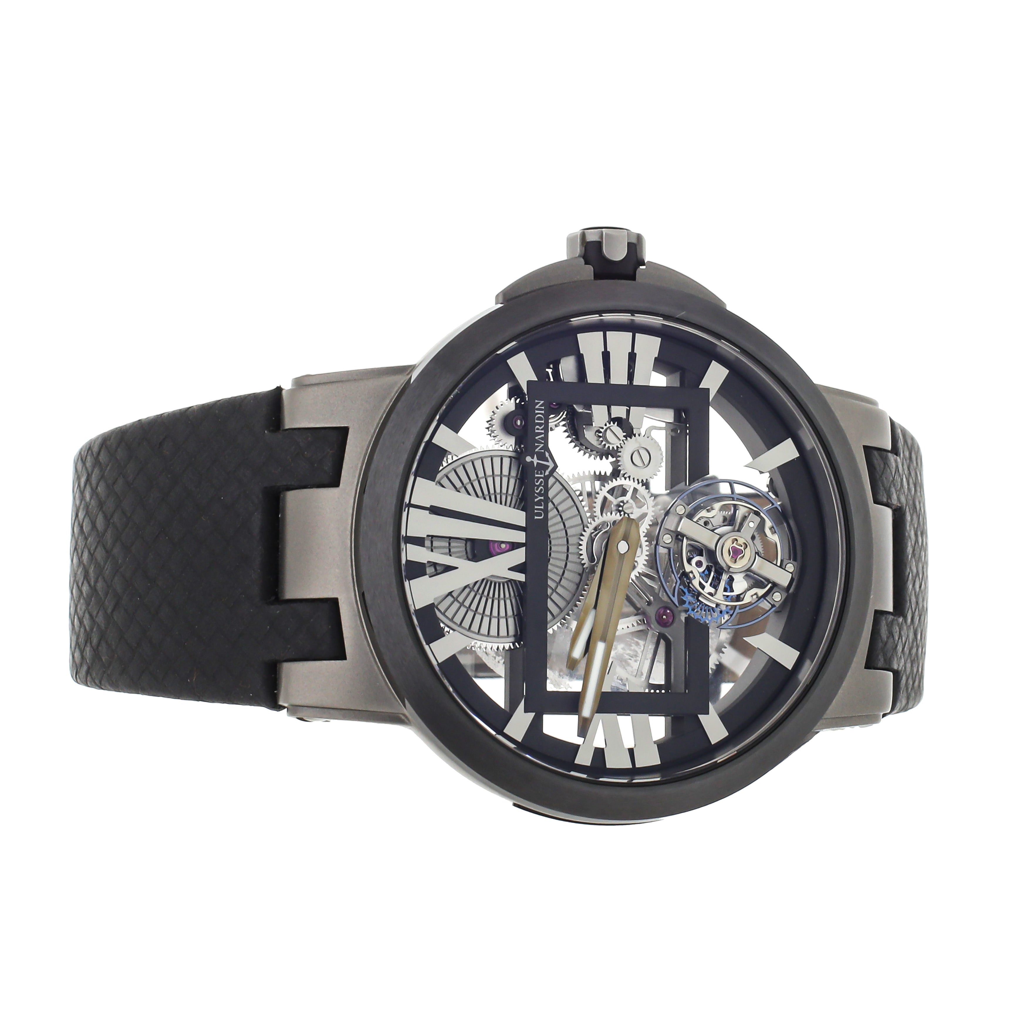 Ulysse Nardin Executive Skeleton Tourbillon Watch 45mm Black Dial 17