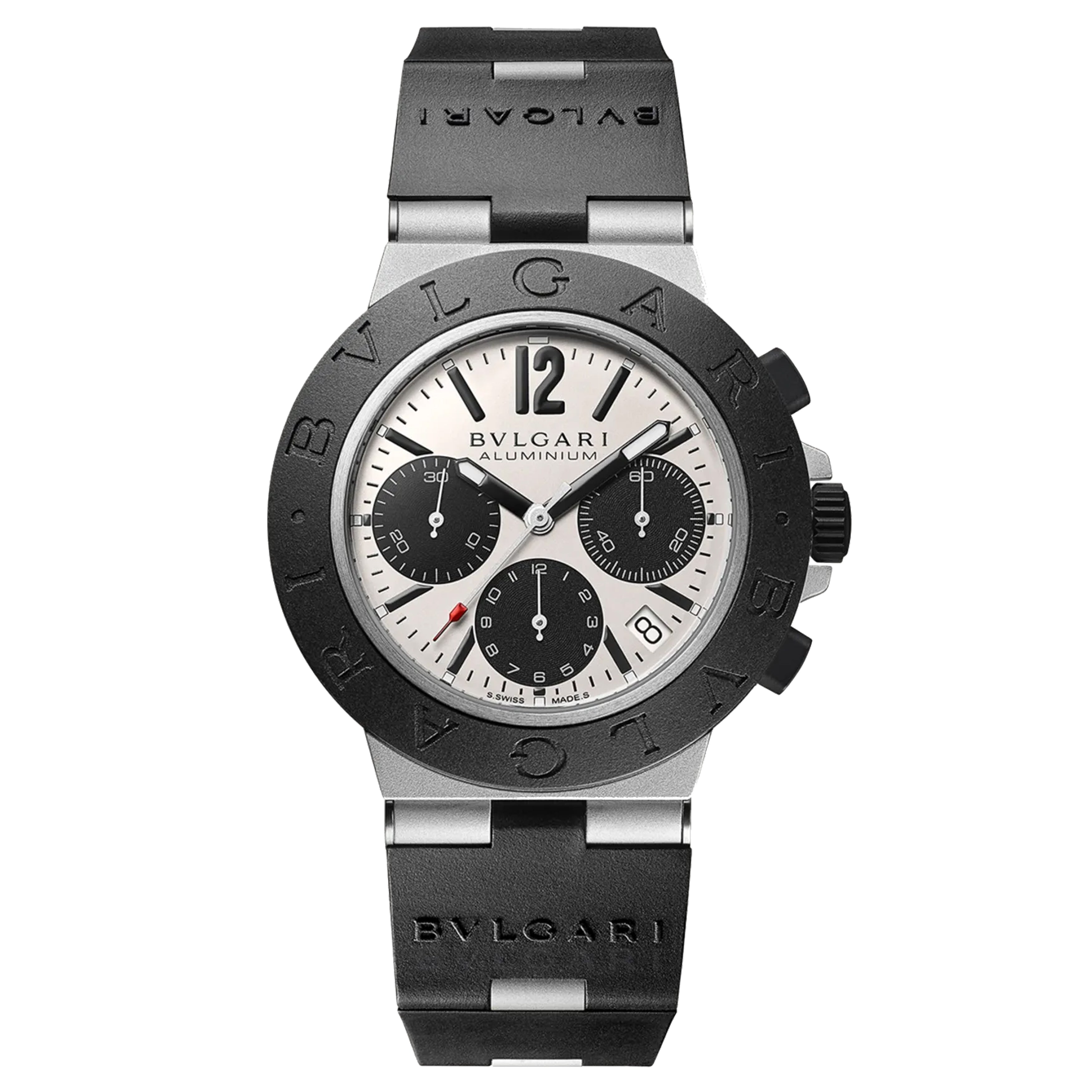Bulgari Aluminium Chronograph Watch, 40mm White Dial, 103383