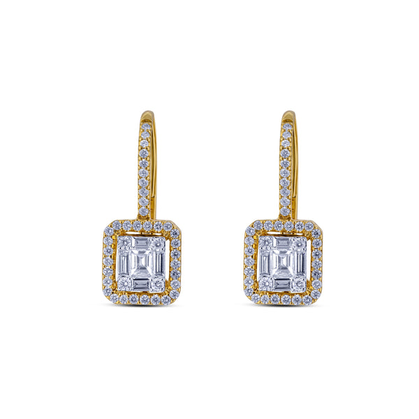 18k Yellow Gold Diamond Drop Earring