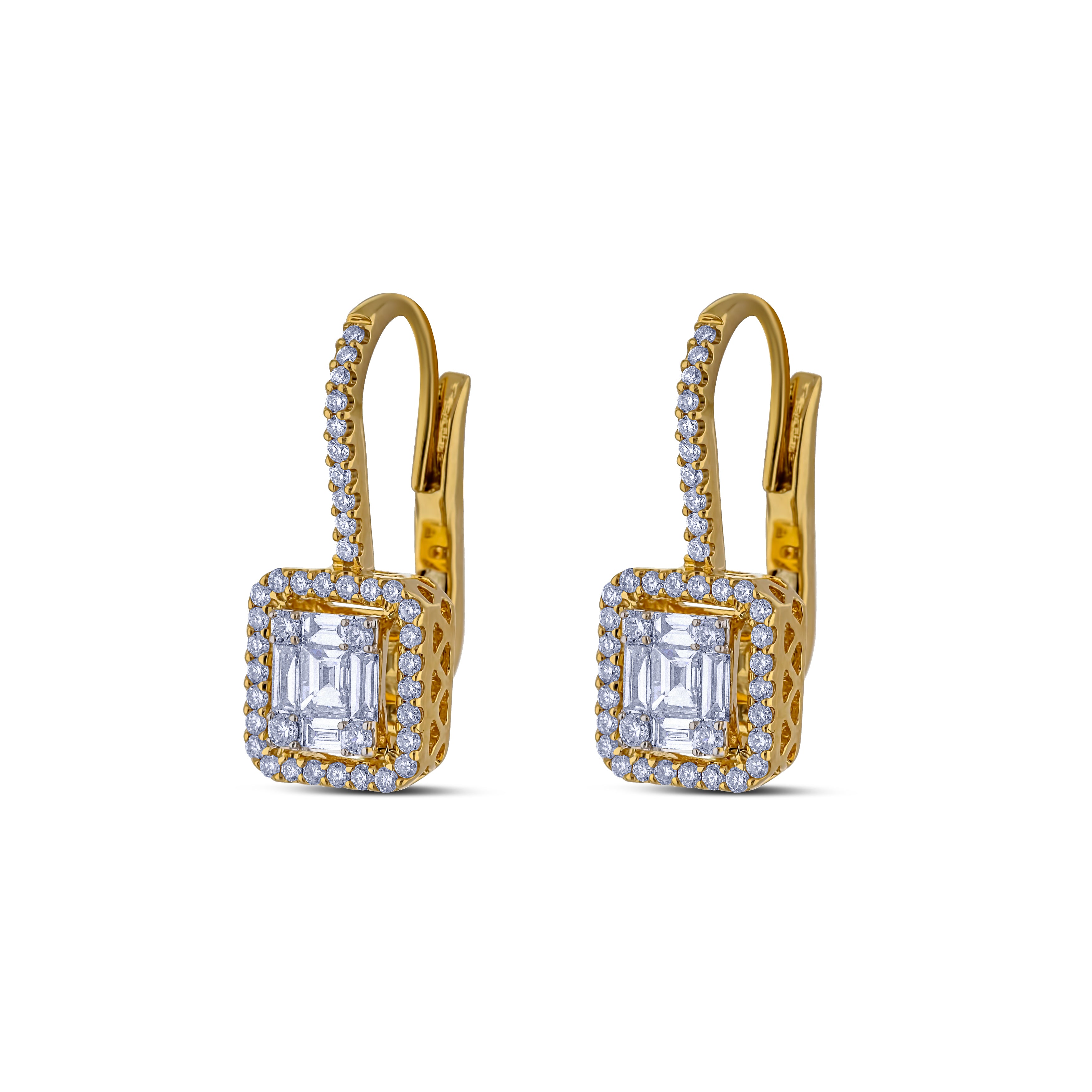 18k Yellow Gold Diamond Drop Earring
