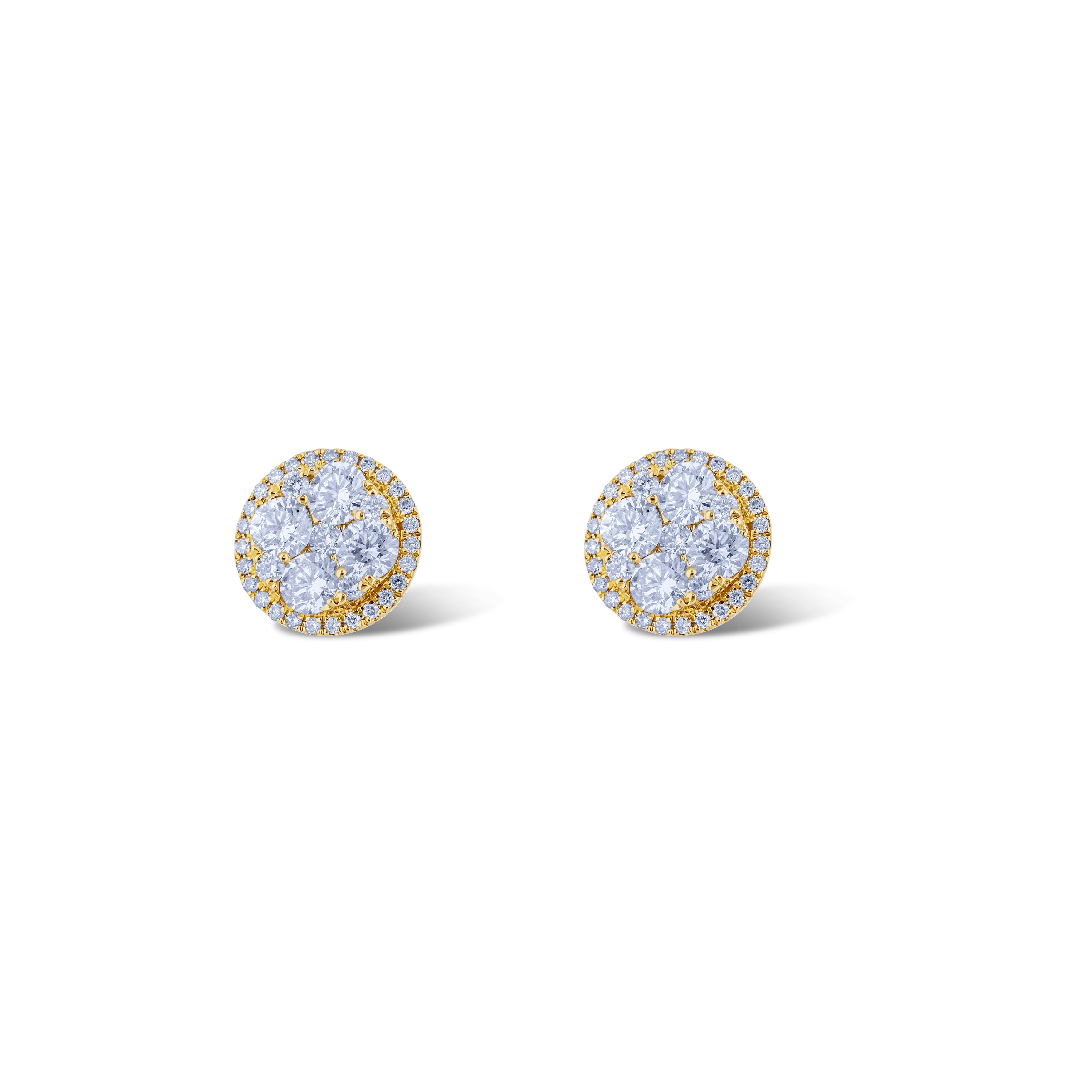 18k Yellow Gold Diamond Cluster Earring