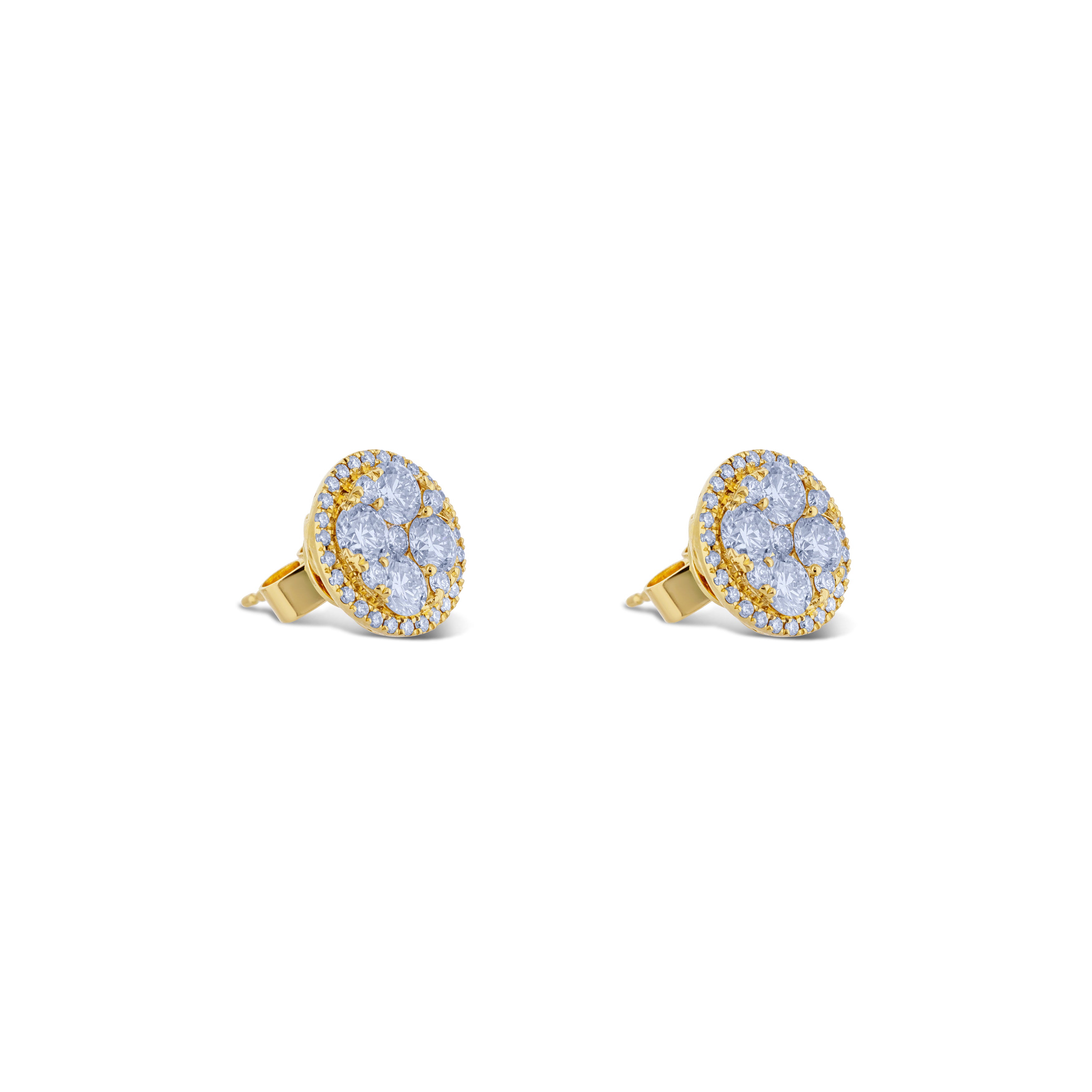 18k Yellow Gold Diamond Cluster Earring