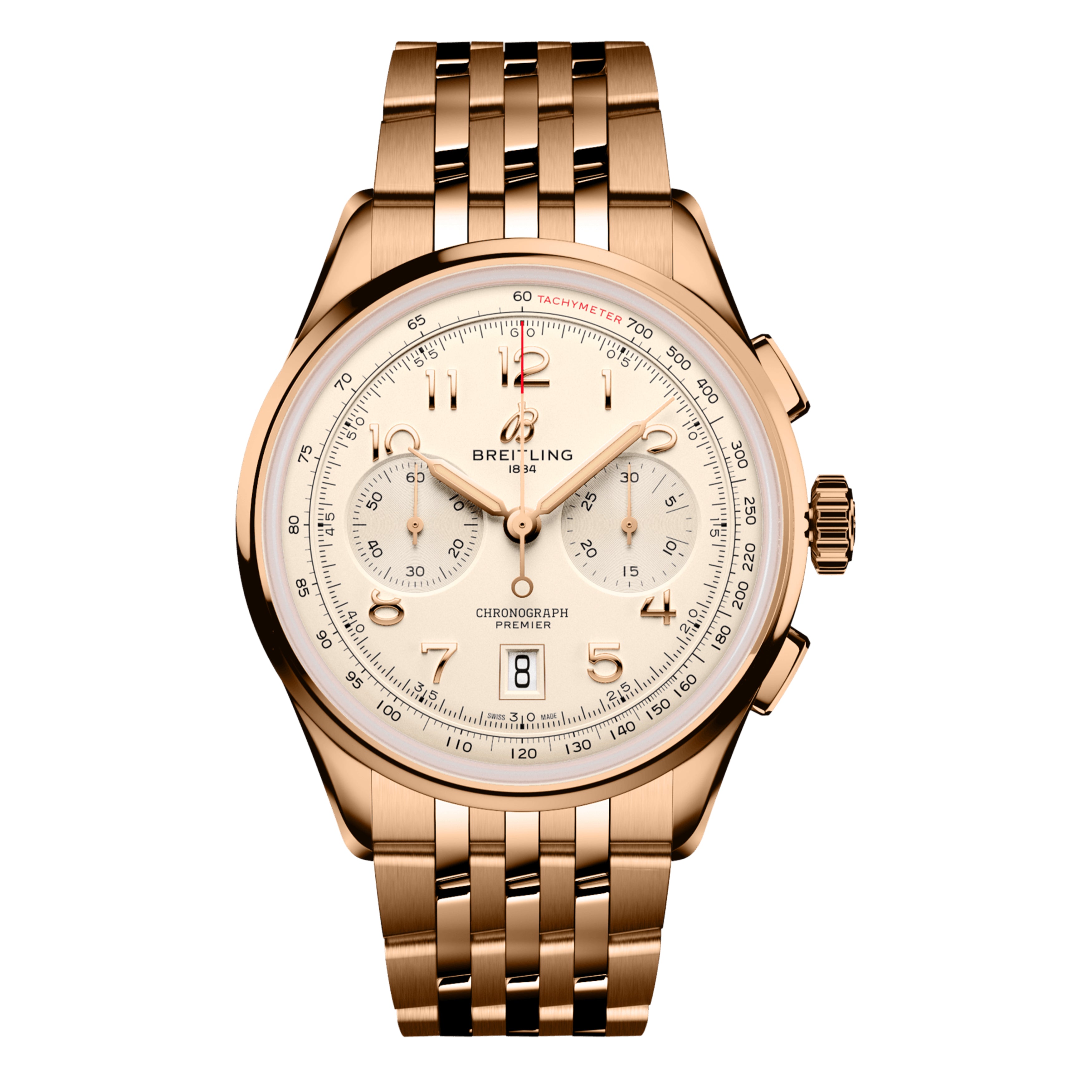 Breitling Premier B01 Chronograph Watch, 42mm Cream Dial, RB0145371G1R1
