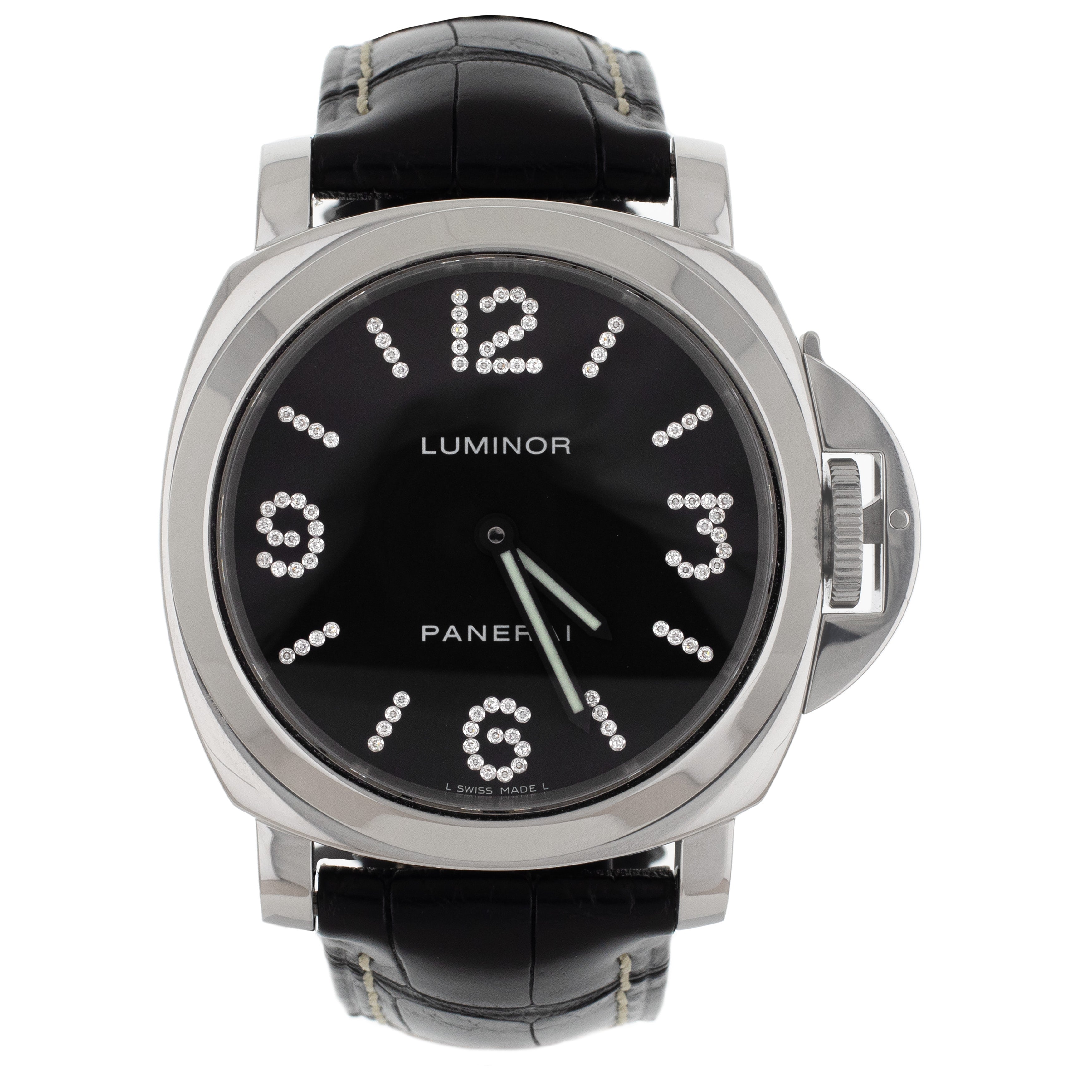 Panerai Luminor LE Diamond Marker Black Dial Stainless Steel Manual 44