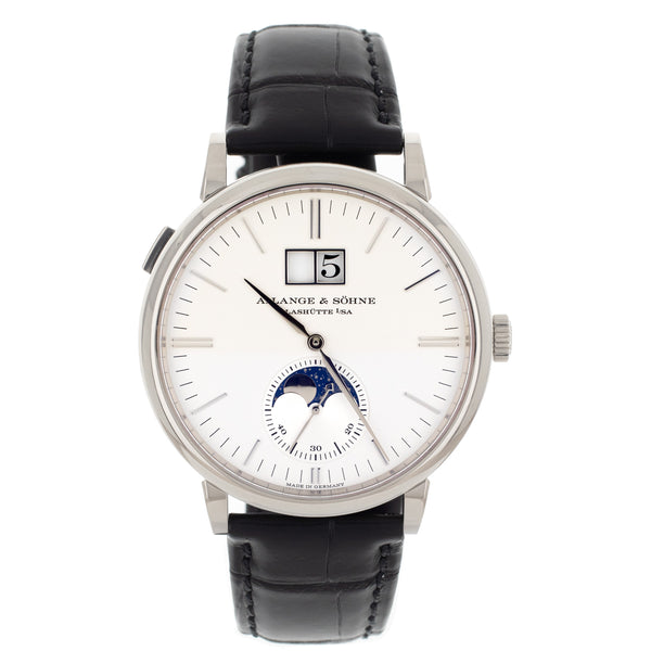 A. Lange & Sohne Saxonia Moonphase Silver Dial White Gold 40mm 384.026