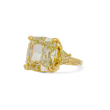 18K Yellow Gold 13.33 Fancy Yellow Cushion Ring