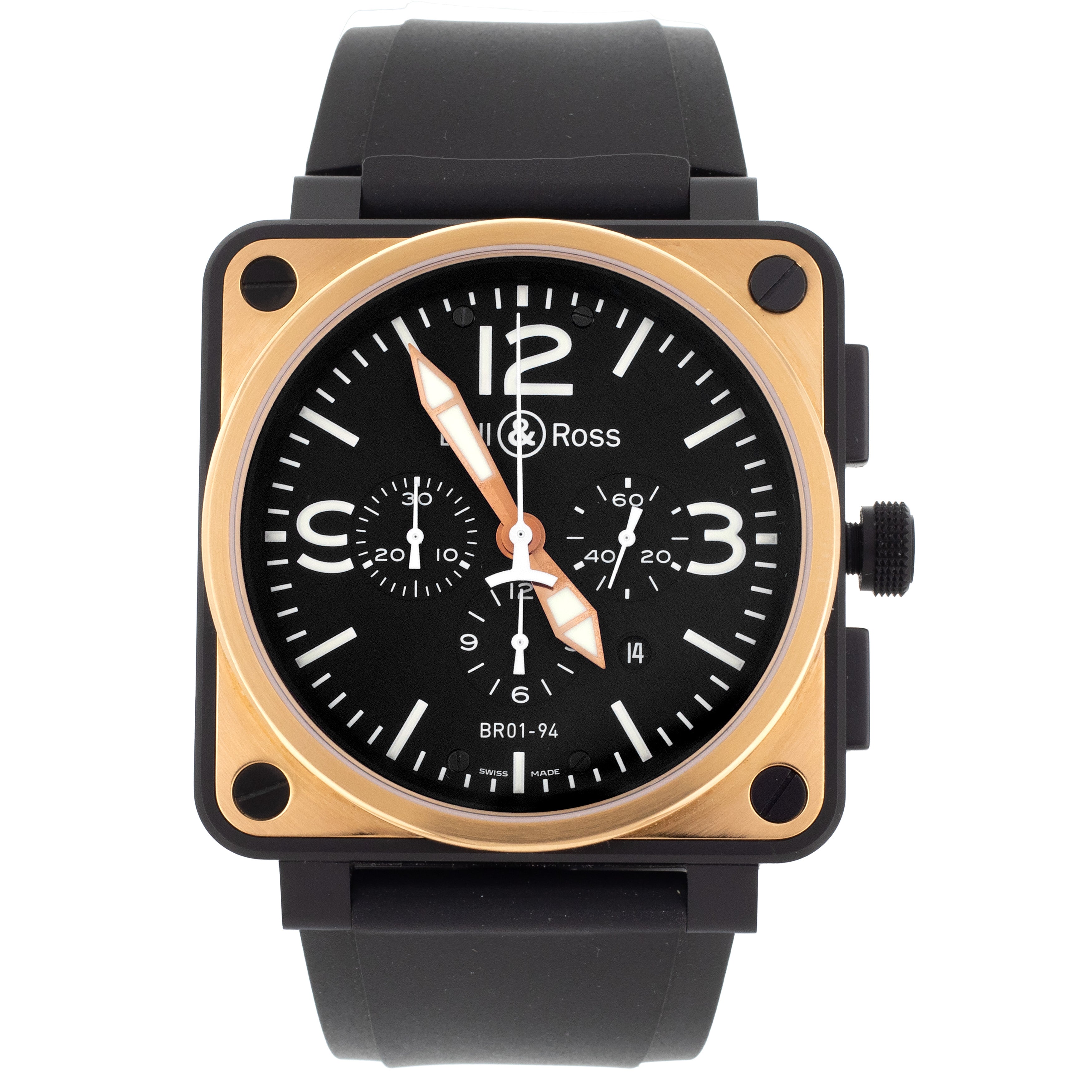 Bell Ross BR01 94 Chronograph Black Dial Rose Gold 46mm