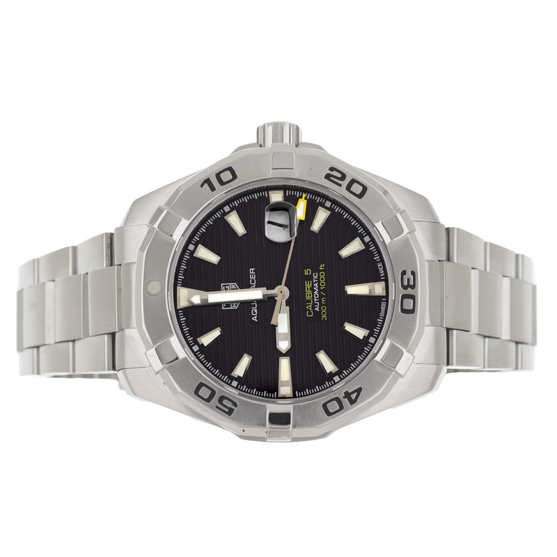 Tag Heuer Aquaracer Calibre 5 Stainless Steel Black Dial 43mm WAY2010 Full Set
