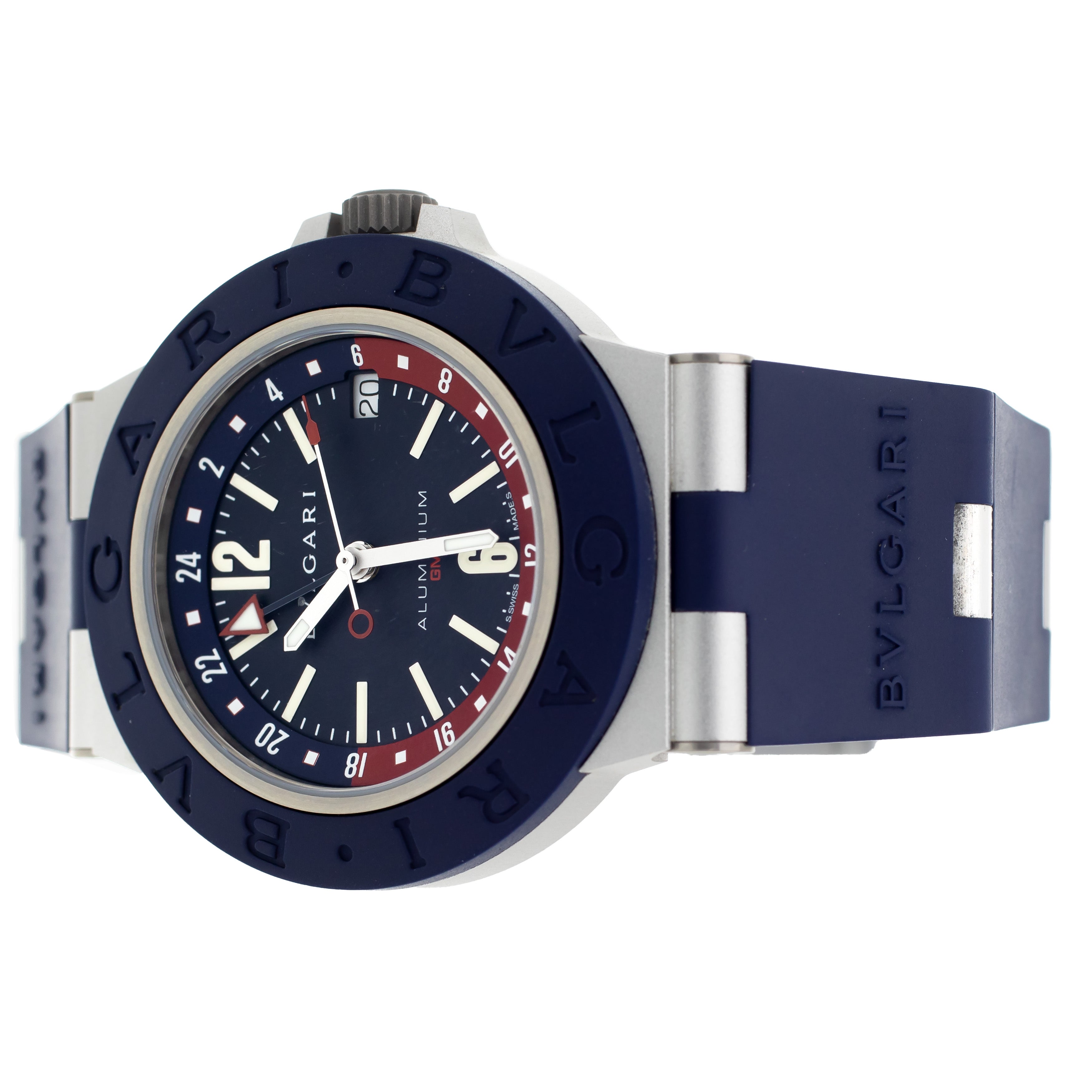 Bulgari Aluminium GMT Blue Dial Rubber Bezel and Strap 40mm 103554 Ful