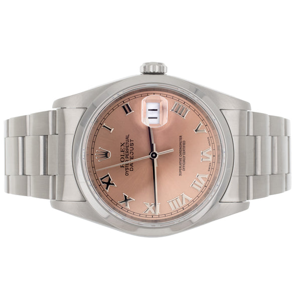 Rolex Datejust Stainless Steel Pink Dial Oyster Bracelet 36mm 16200