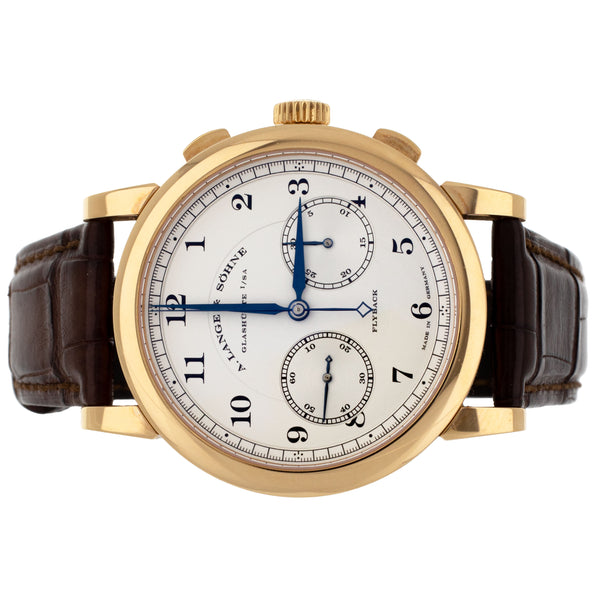 A. Lange & Sohne 1815 Chronograph Rose Gold Silver DIal Manual 395mm 402.032 Full Set