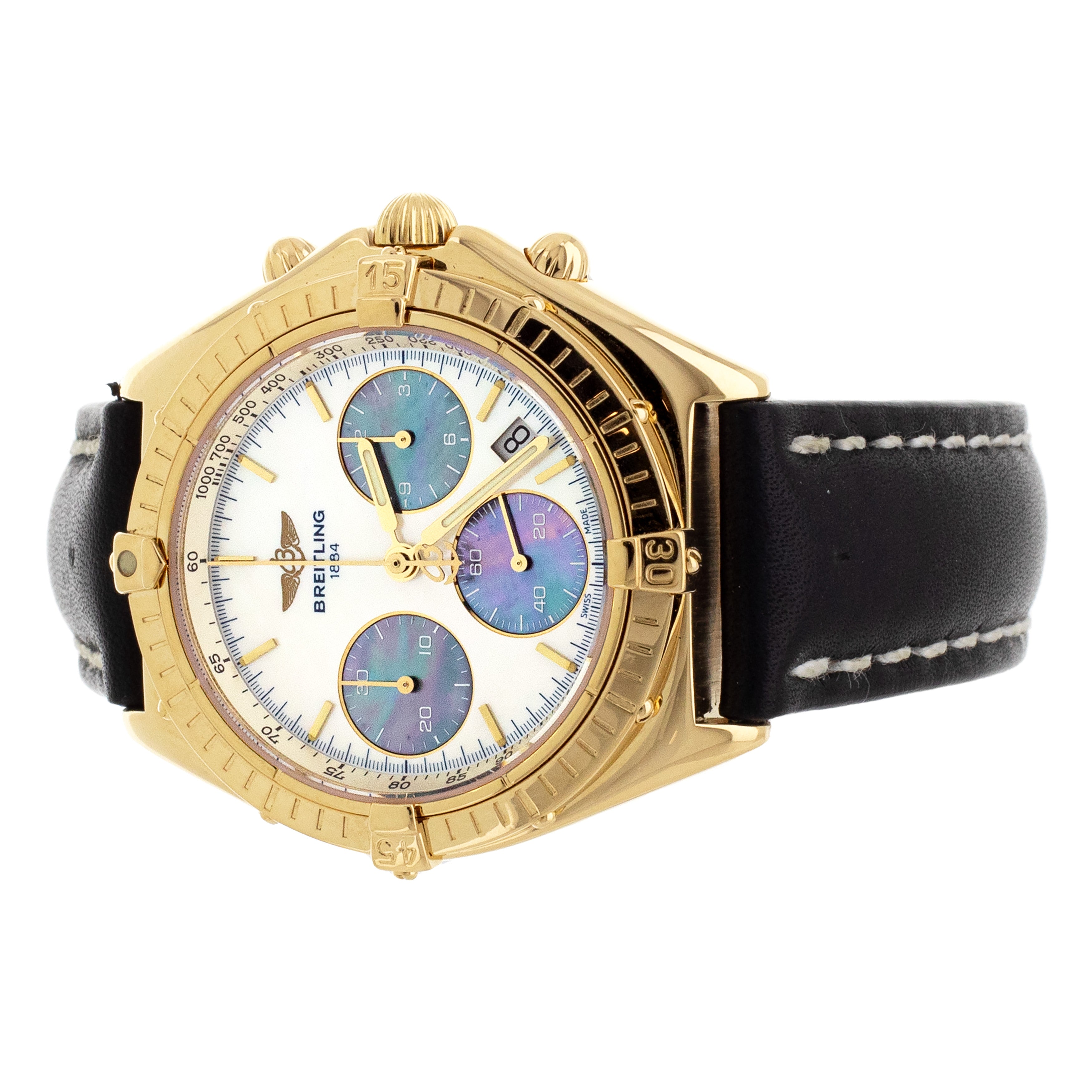 Breitling Windrider Sextant Yellow Gold Mother of Pearl Dial Strap 36mm K55046