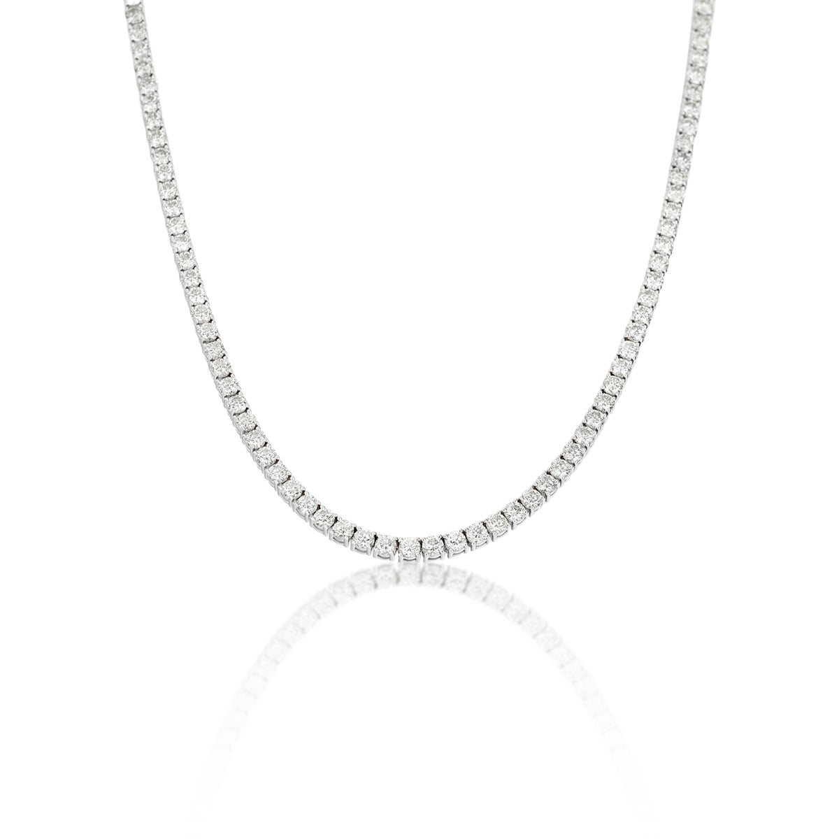 18k White Gold Round Diamond Line Necklace 16.28cttw