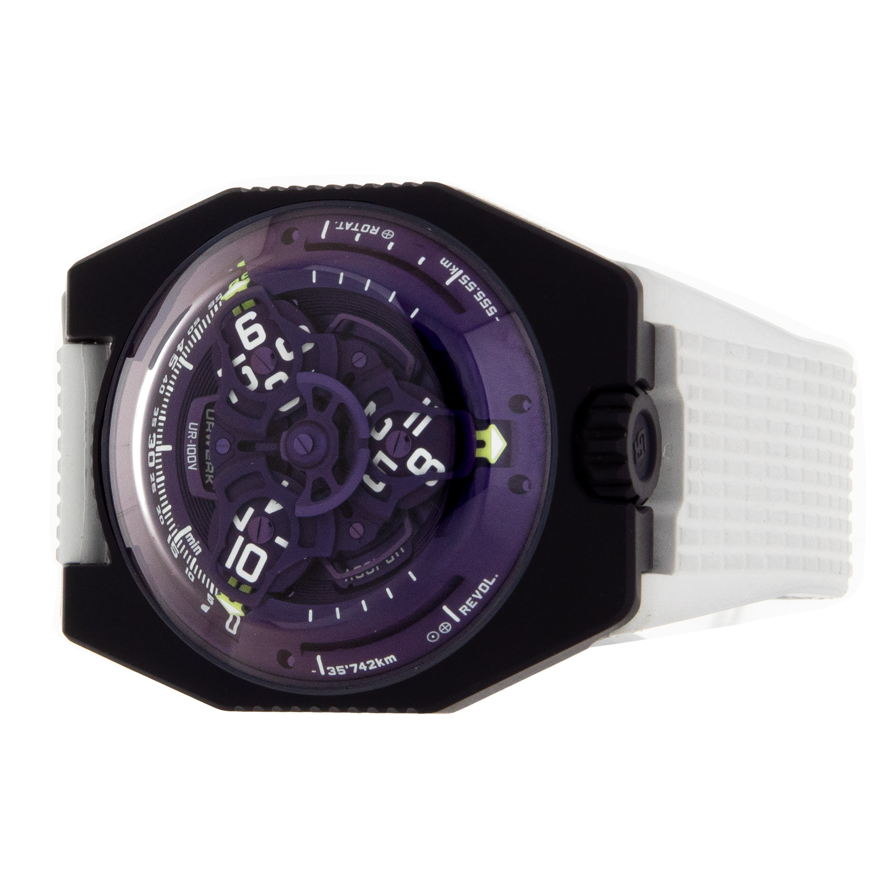 Urwerk UR-100V Ultraviolet Purple DLC Titanium White Rubber 49x41mm Full Set