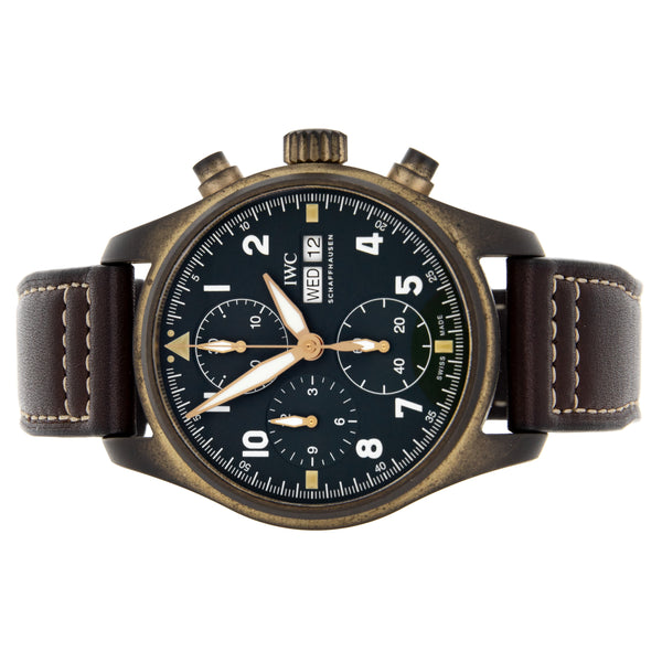 IWC Pilot's Watch Spitfire Chronograph Bronze Green Dial 41mm IW387902 Full Set
