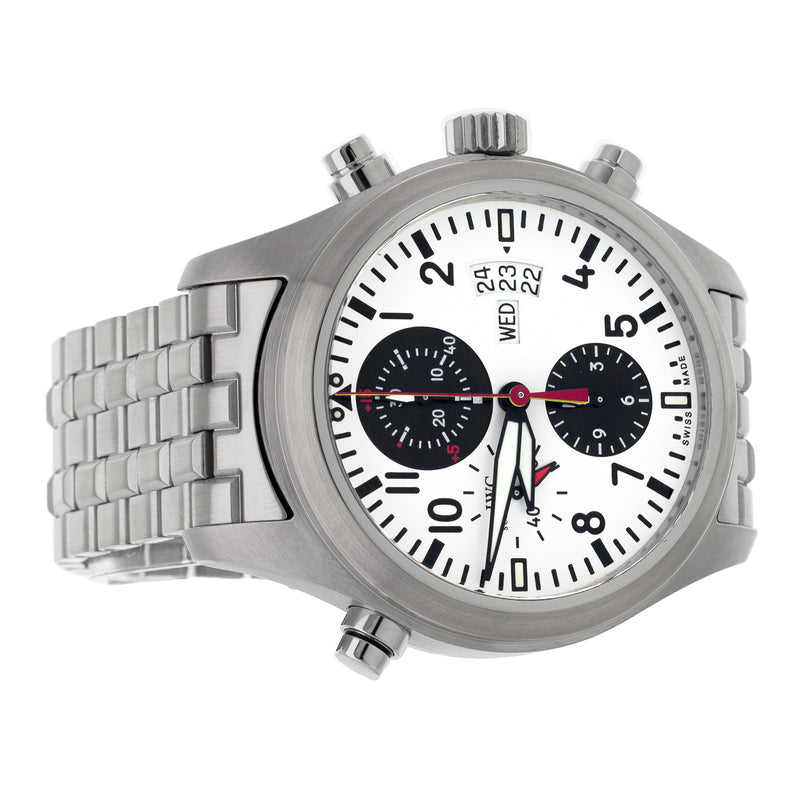 IWC Pilot's Watch Double Chronograph DFB White Dial Bracelet 44mm IW371803