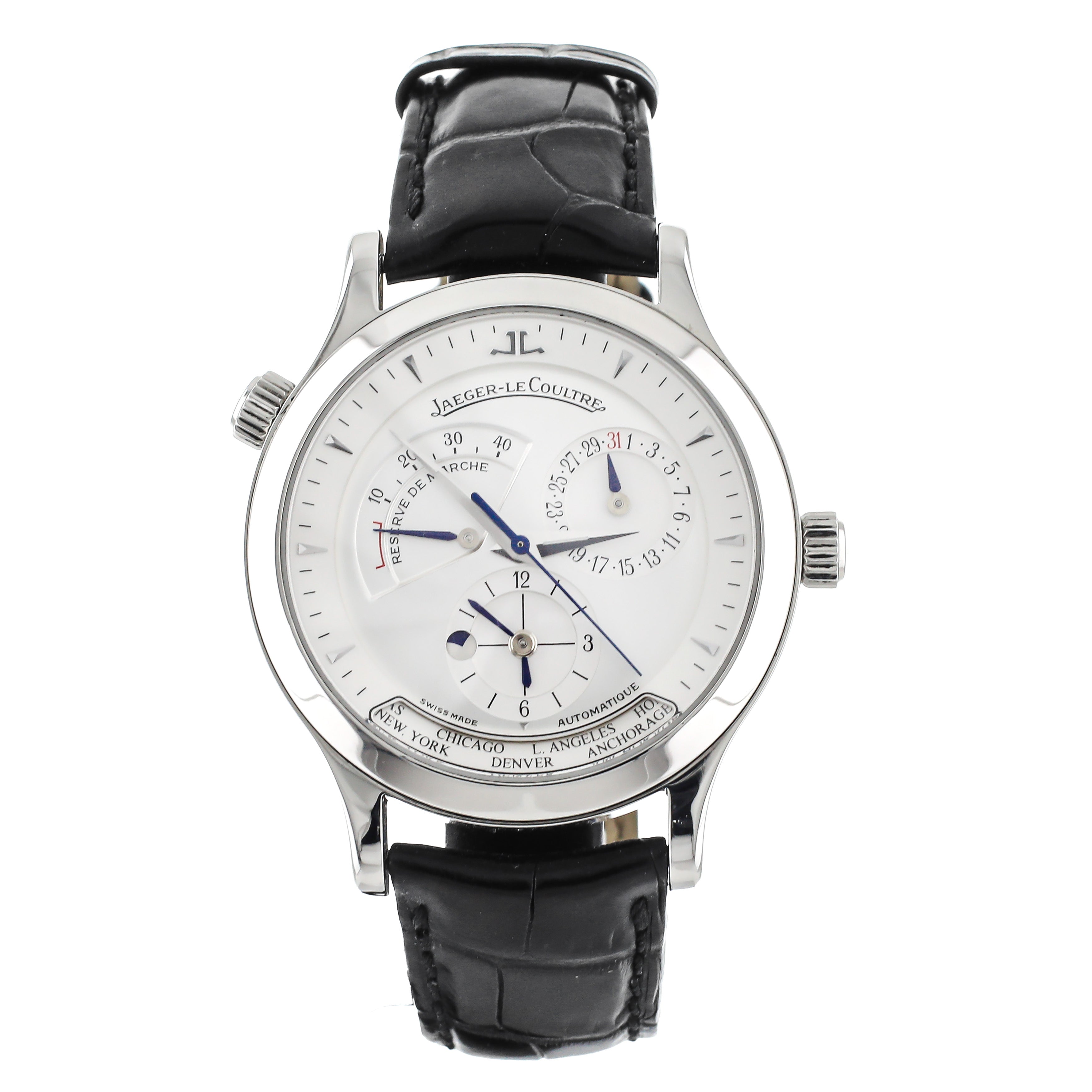 Jaeger LeCoultre Master Geographic Stainless Steel Silver Dial