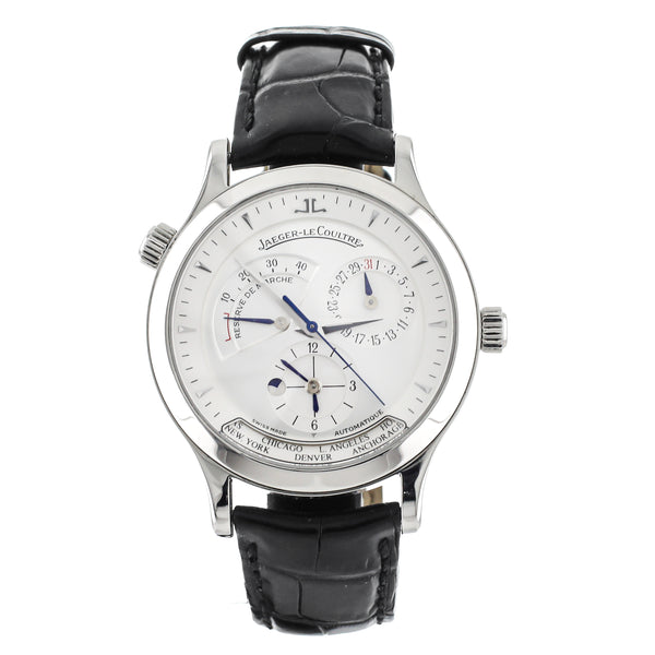 Jaeger LeCoultre Master Geographic Stainless Steel Silver Dial 38mm Q1428420 Full Set
