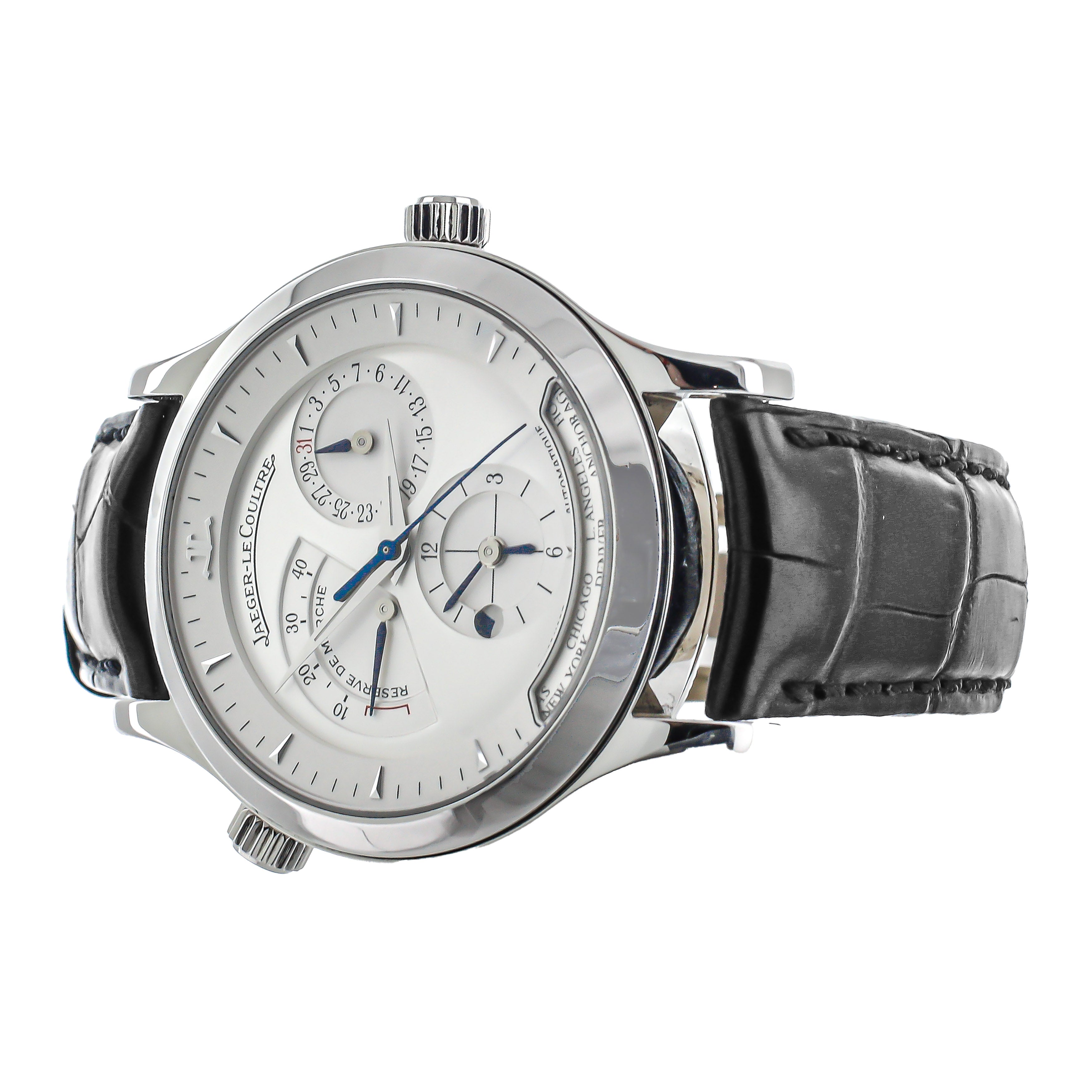 Jaeger LeCoultre Master Geographic Stainless Steel Silver Dial 38mm Q1