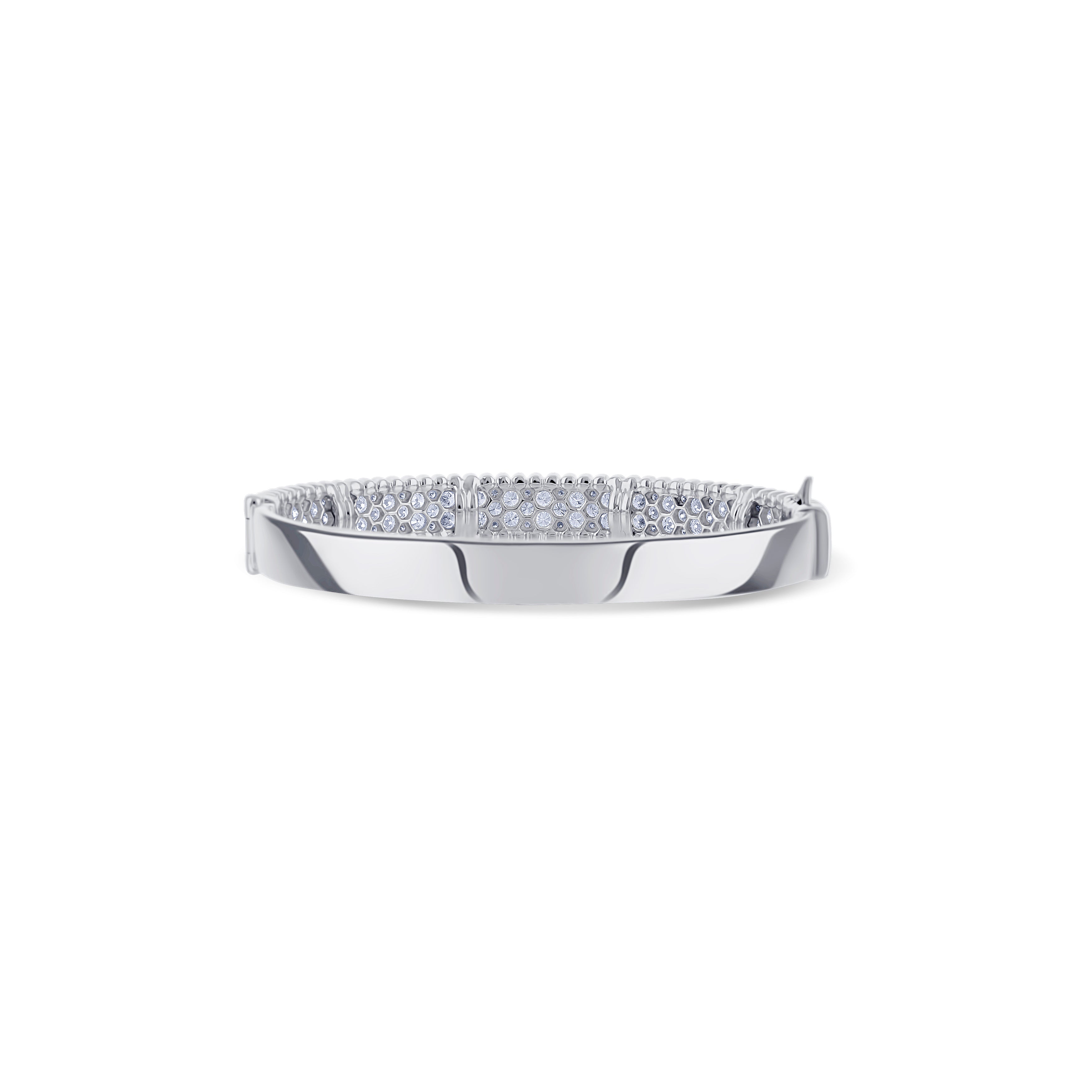 18K White Gold Double Diamond Row with Bead Design Bracelet