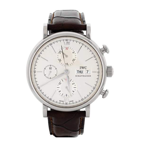 IWC Portofino Chronograph Stainless Steel Silver Dial 42mm IW391027 Full Set