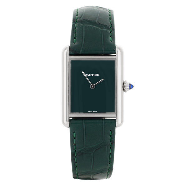 Cartier Tank Stainless steel Green Dial 33.7mm WSTA0056 Quartz Watch Only