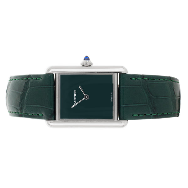 Cartier Tank Stainless steel Green Dial 33.7mm WSTA0056 Quartz Watch Only