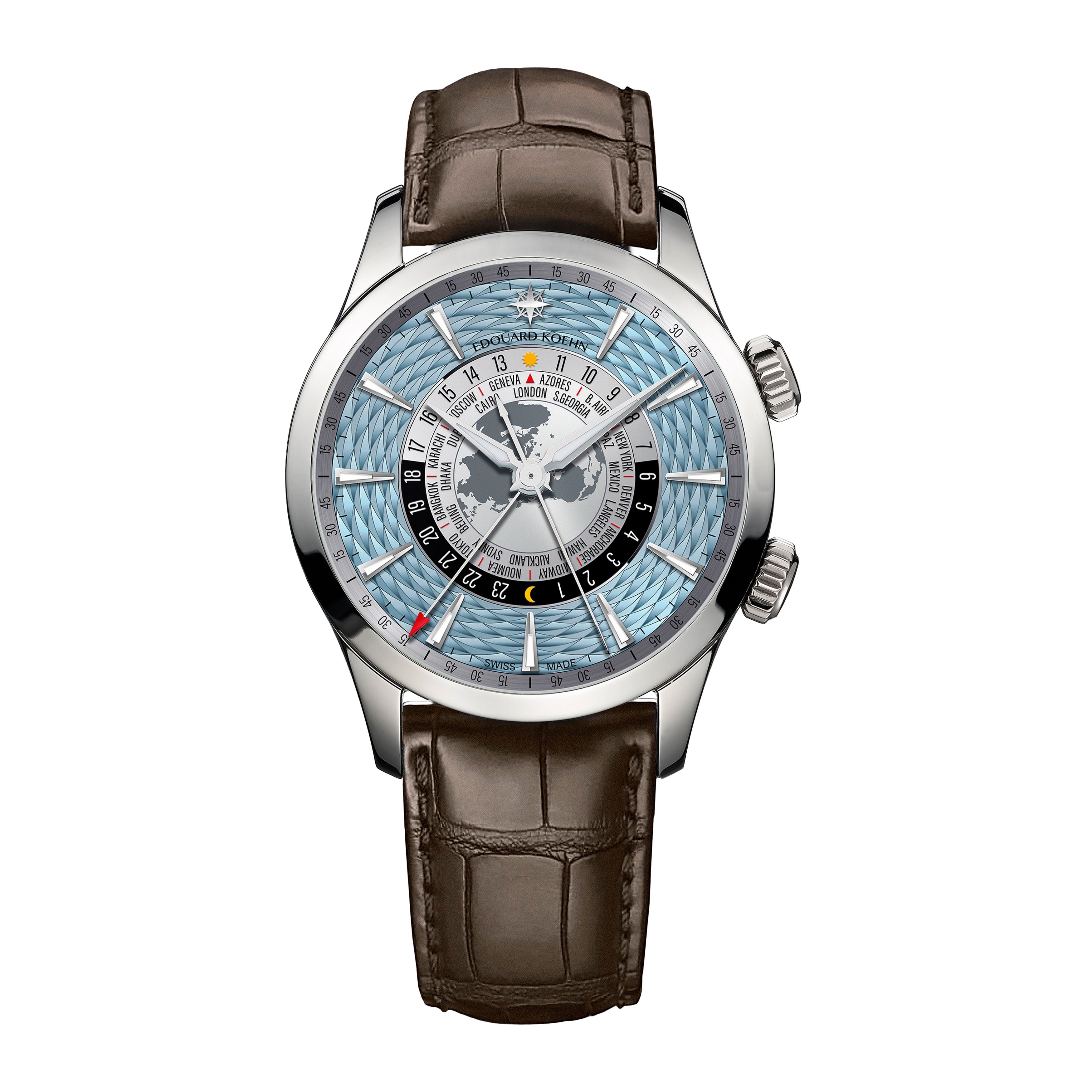 Edouard Koehn World Heritage II Watch, 41mm Ice Blue Dial, EK-WTA03CS