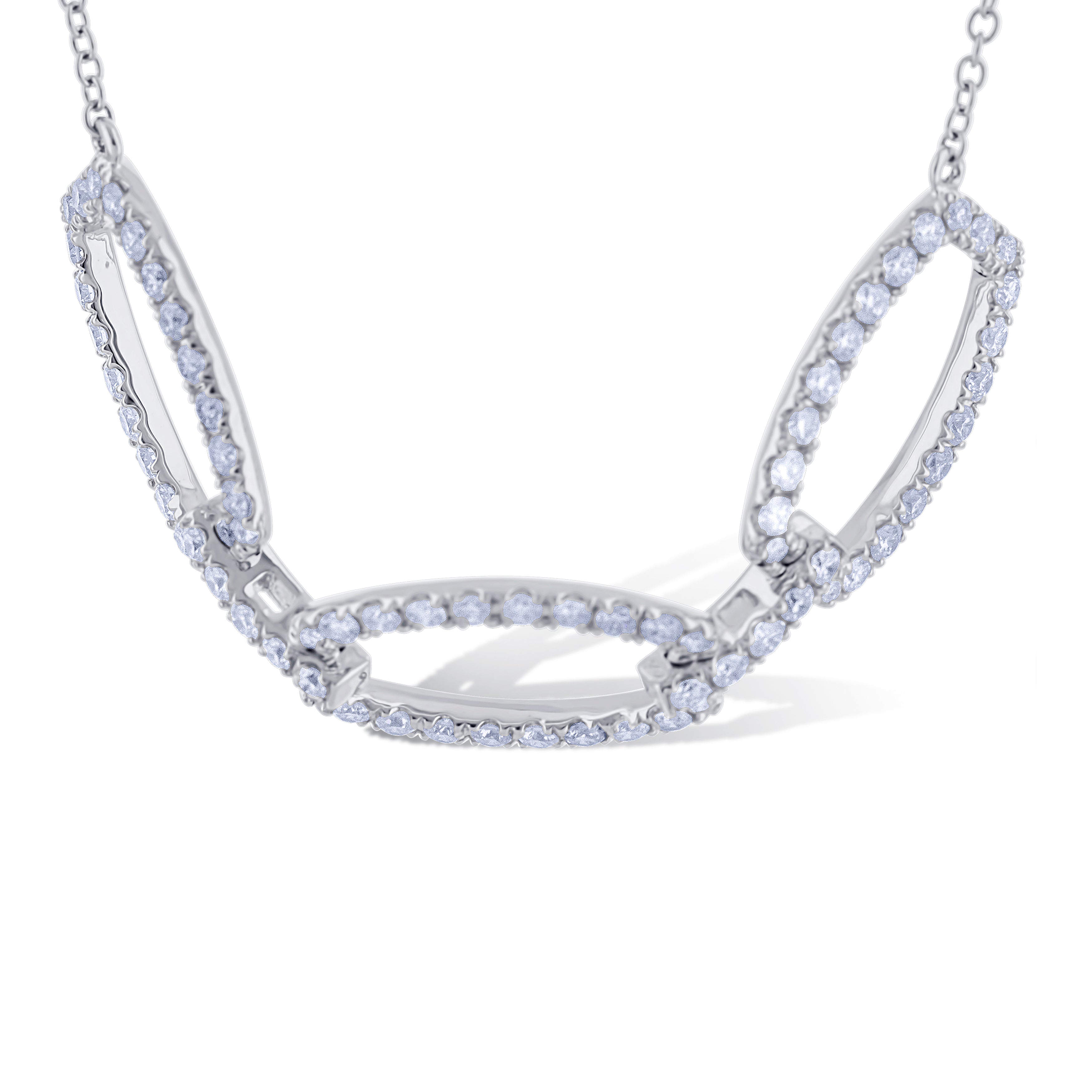 18K White Gold Round Diamond Necklace